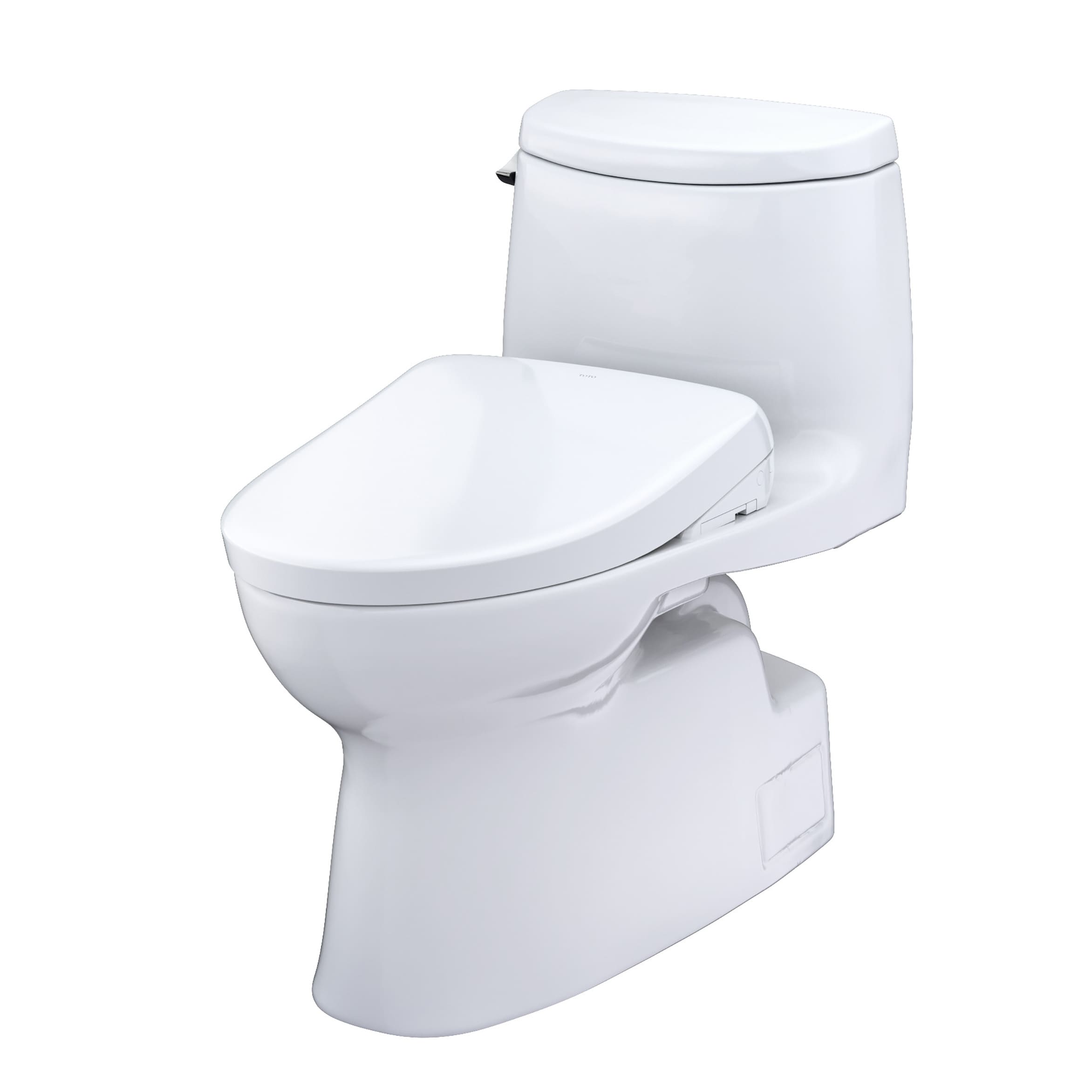 TOTO WASHLET+ Blanco de Algodón Altura de Silla Individual Alargada Cierre Suave con Bidet de una Pieza y Descarga en Bruto de 12 pulgadas a 1.28 GPF MW6144726CEFG-01