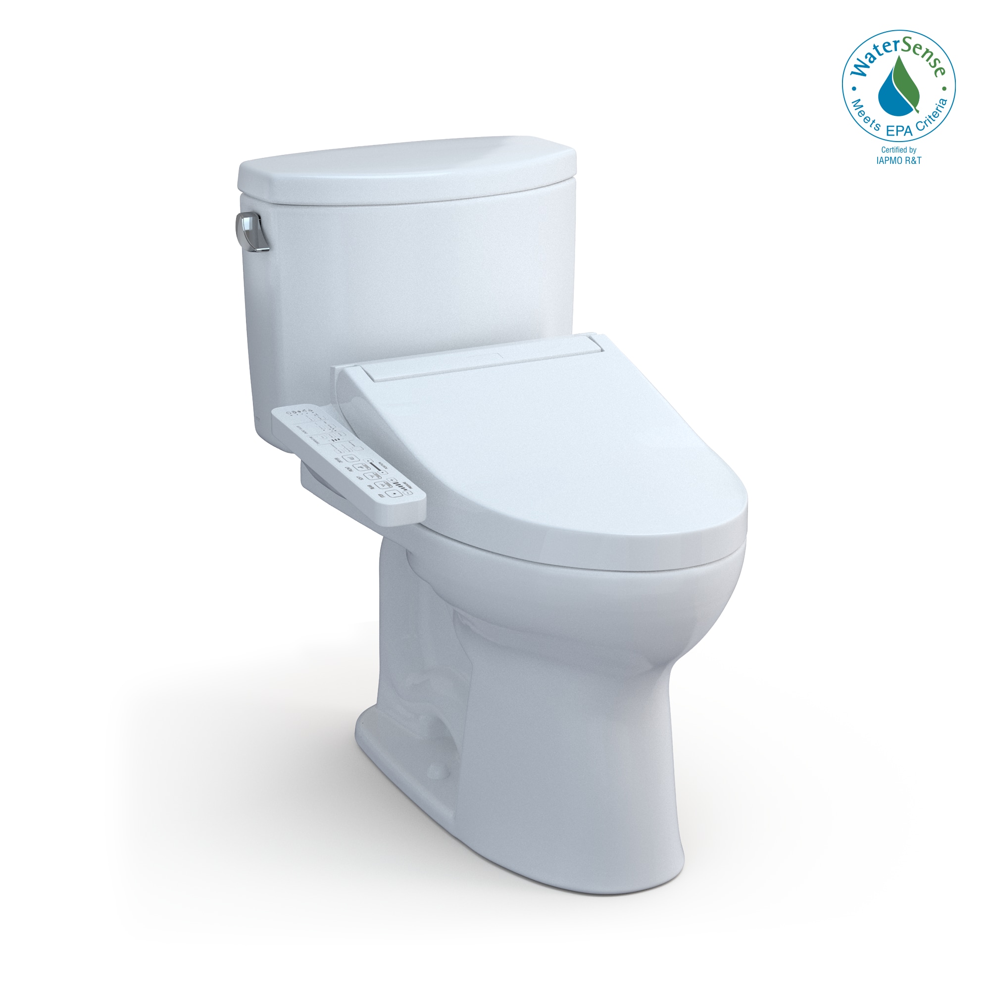 Lavabo bidet TOTO Washlet+ blanco algodón, altura estándar, cierre suave, de una sola pieza y con rough-in de 12 pulgadas, etiquetado WaterSense con 1.28 GPF MW4543074CEFG-01.