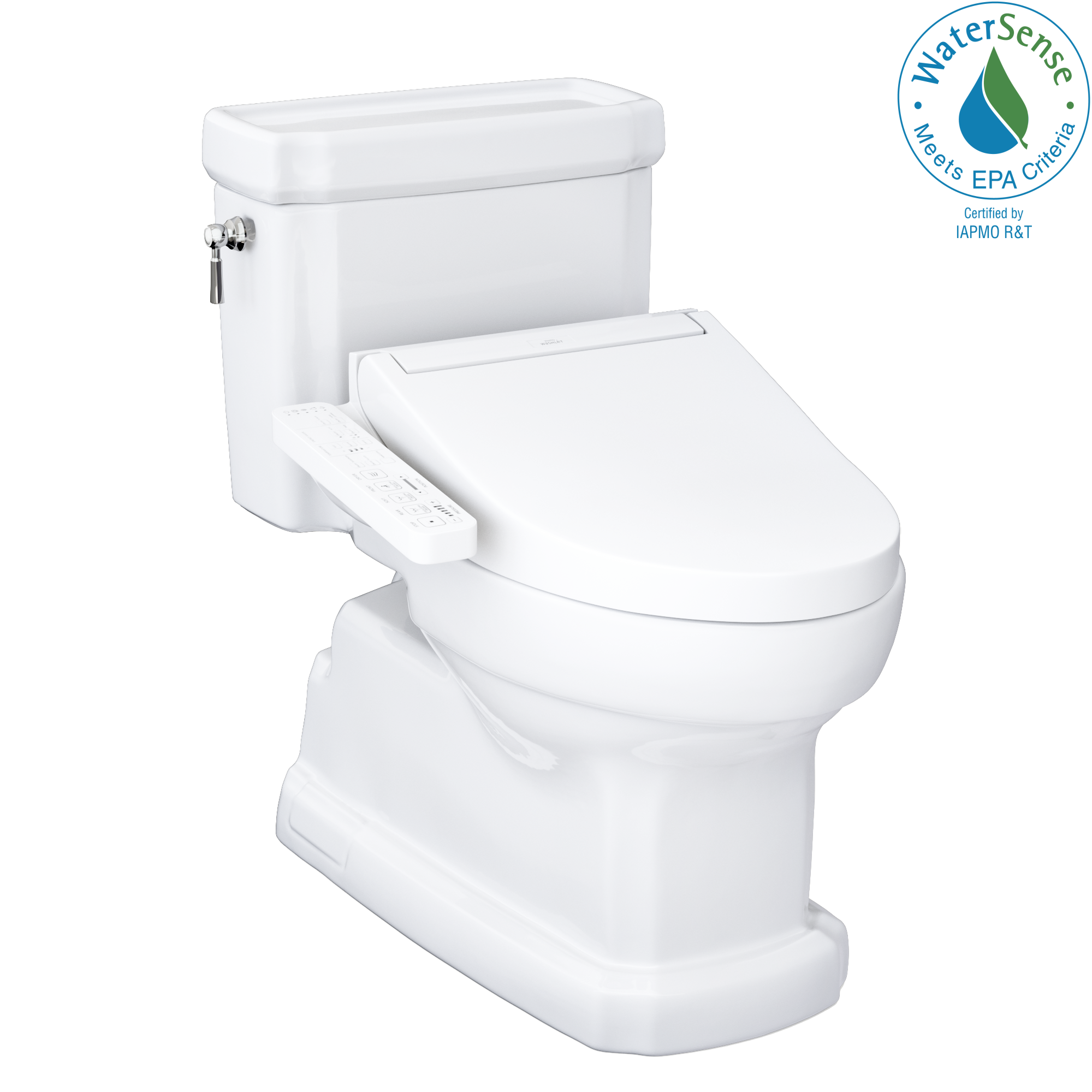 TOTO Guinevere Bidé de una pieza blanco de algodón con altura de silla alargada suave de cierre lento de 12 pulgadas, 1.28 GPF MW9743074CEFG-01