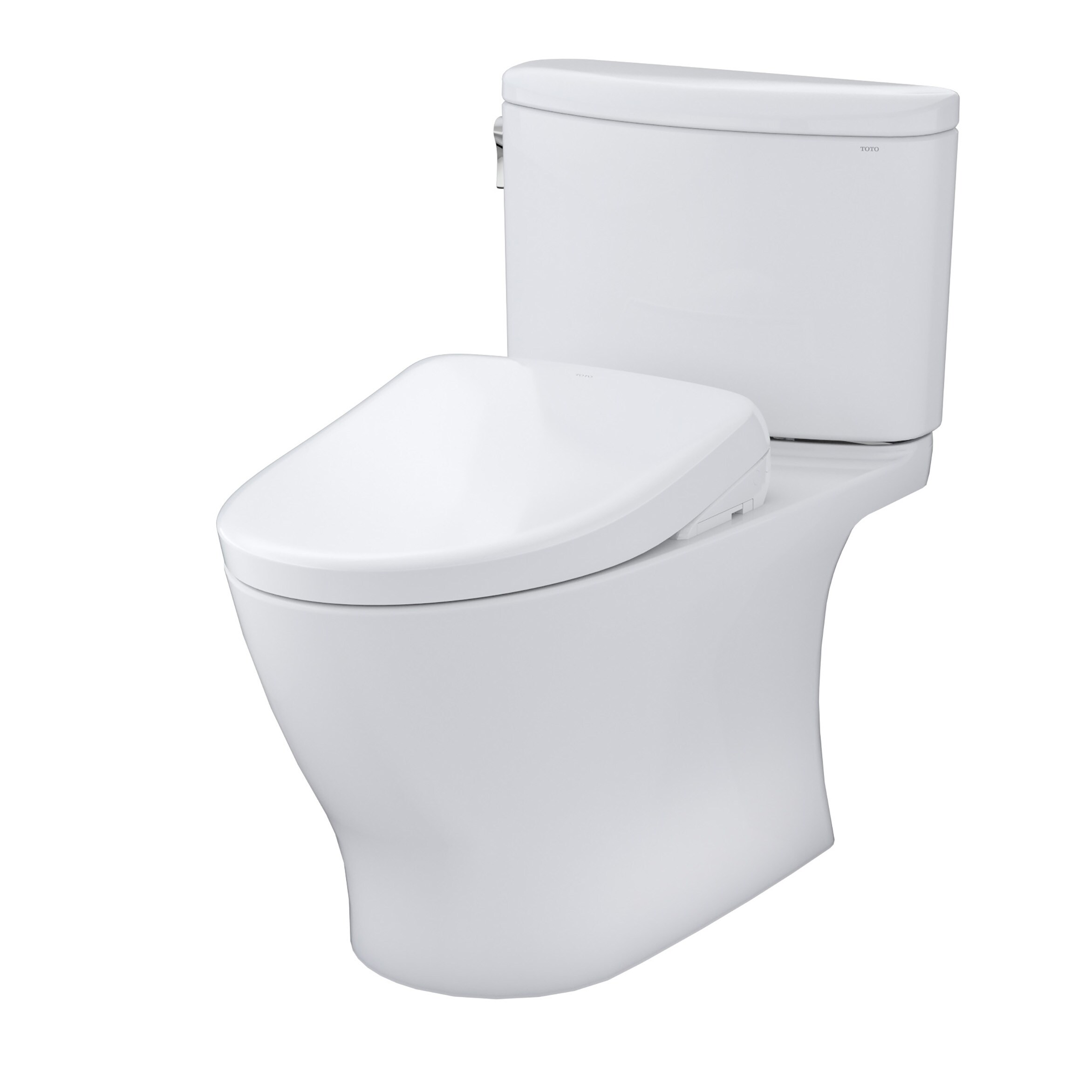 Bidet TOTO Nexus Blanco Algodón Individual Alargado Altura de Silla de Baño de Dos Piezas a 12 Pulgadas de Entrada Rugosa de 1.28 GPF MW4424726CEFG-01.