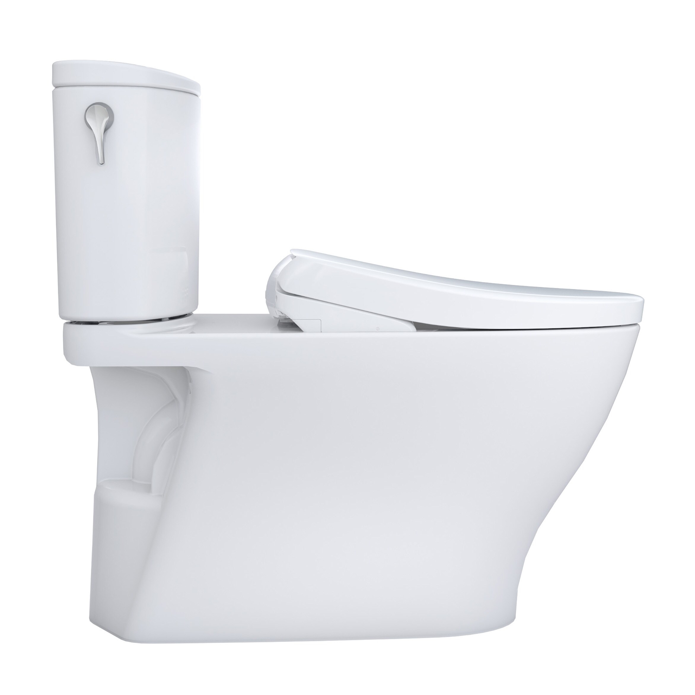 Bidet TOTO Nexus Blanco Algodón Individual Alargado Altura de Silla de Baño de Dos Piezas a 12 Pulgadas de Entrada Rugosa de 1.28 GPF MW4424726CEFG-01.