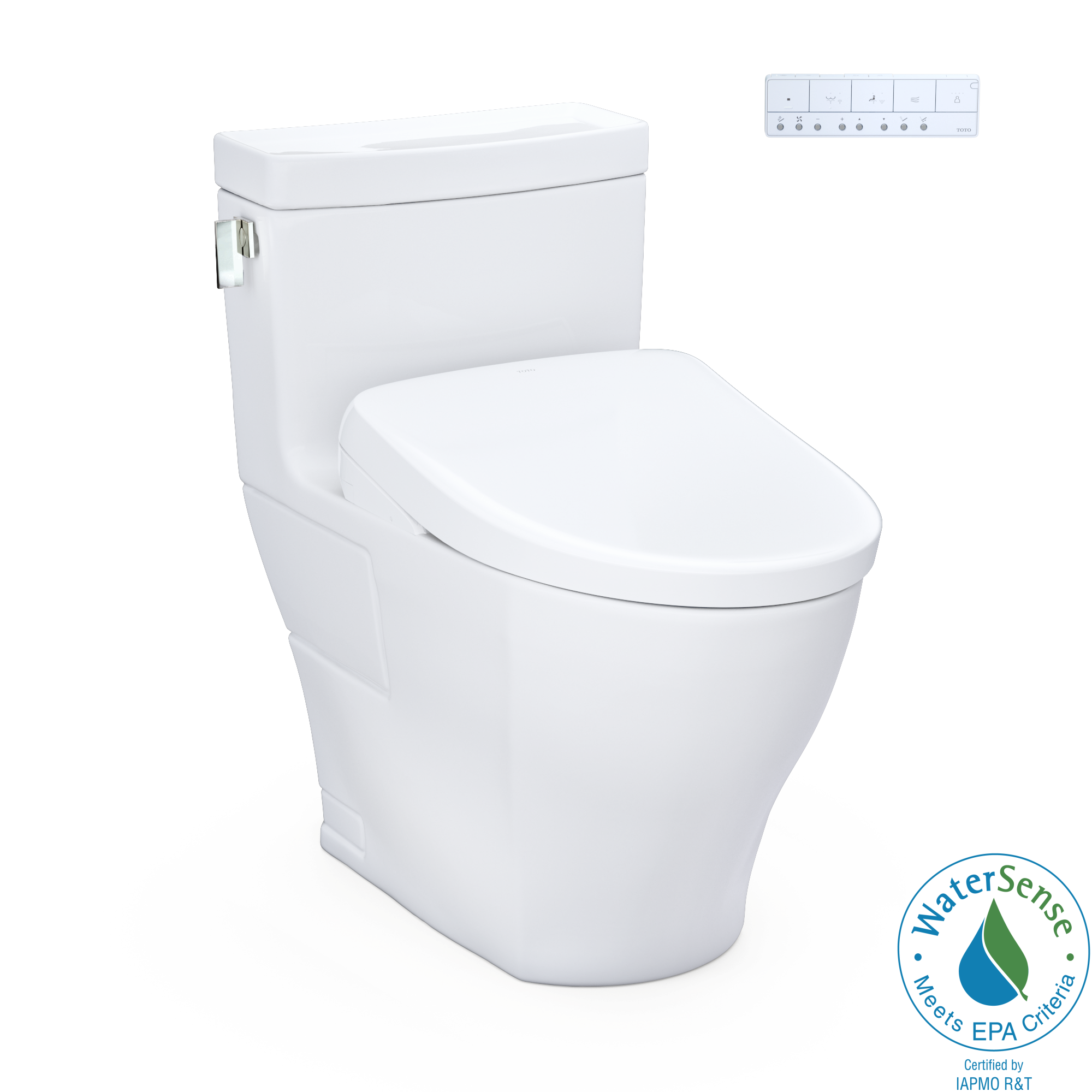 Bidé de una pieza alargado de altura de silla en color blanco de algodón TOTO Legato 1.28 GPF MW6244726CEFGA-01.