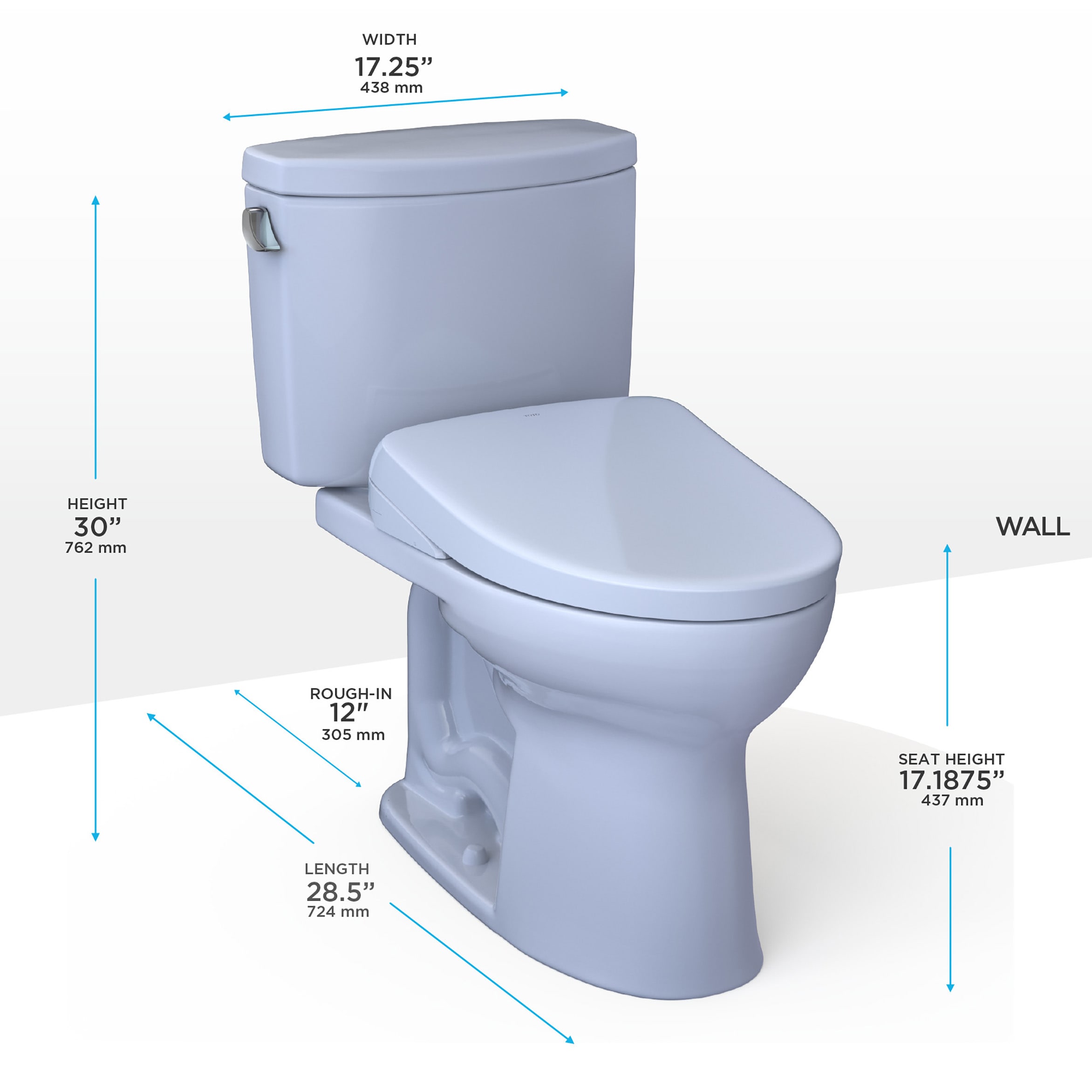 TOTO WASHLET+ Blanco Algodón Individual Alargado Altura Estándar Cierre Suave Bidet de 2 Piezas Distancia de 12 pulgadas 1.28 GPF MW4544736CEFG-01