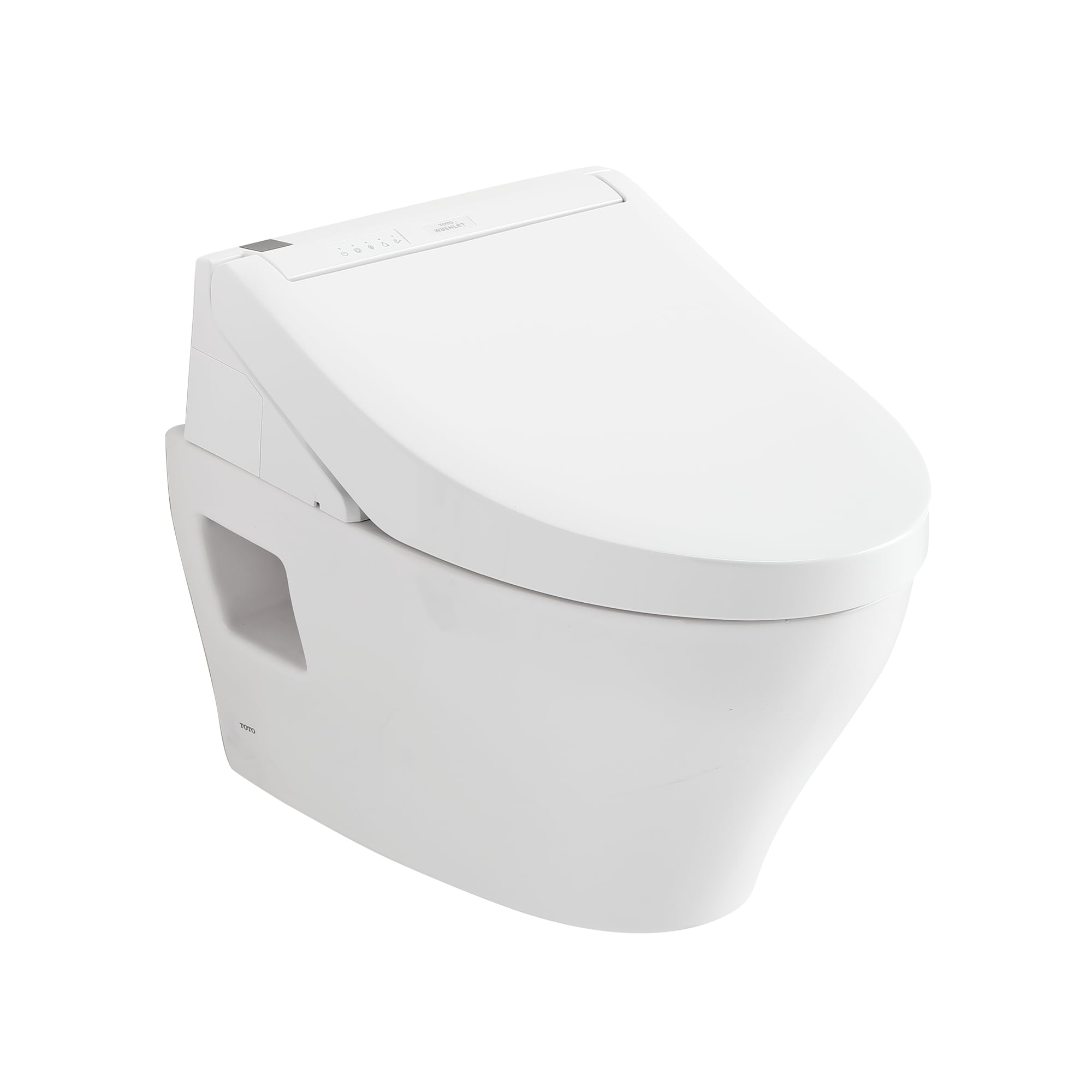 TOTO Washlet+ Plateado Mate de Doble Descarga con Altura Estándar alargada, Cierre Suave de una Pieza de Pared, Montaje Trasero, Conectado al Piso, Certificado WaterSense de 1.28 GPF CWT4283084CMFG-MS