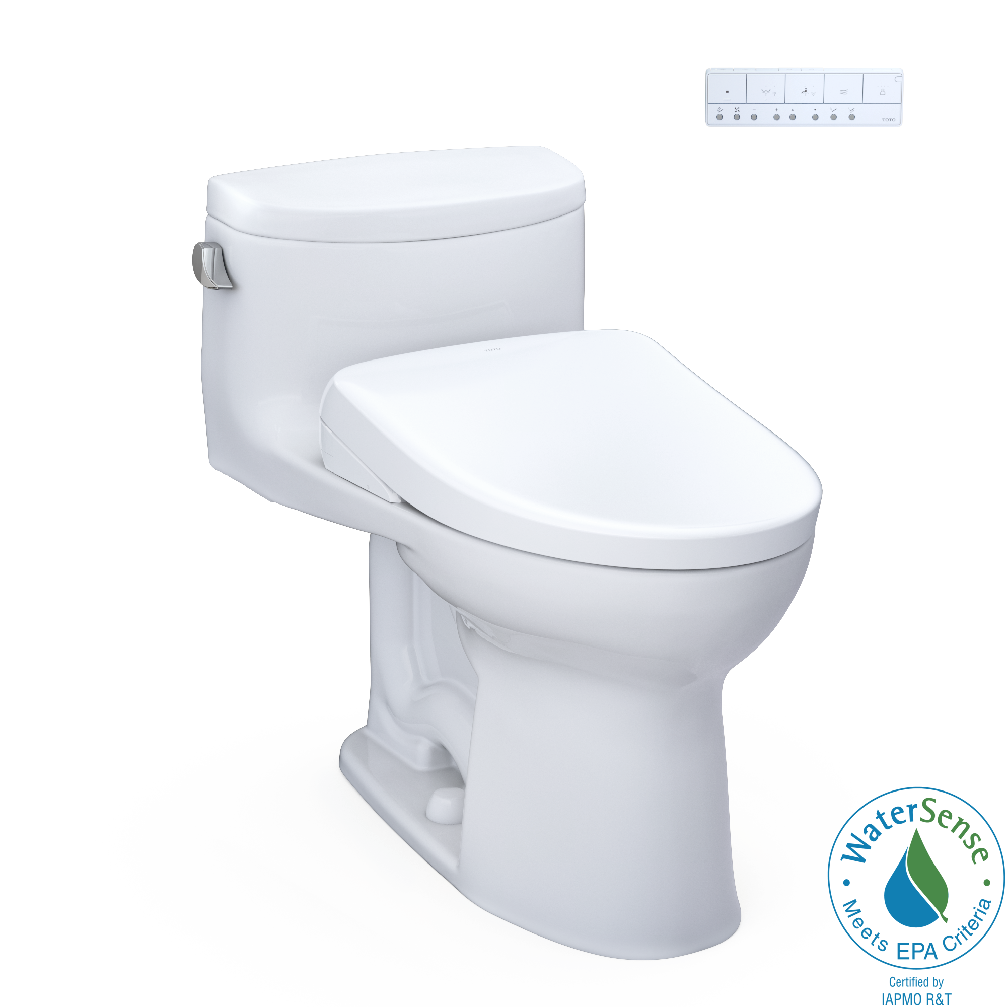 WASHLET+ Blanco Algodón Individual Elongado Altura de Silla suave Cierre suave 1 pieza Bidet 12 pulgadas Trampa de 1.28 GPF MW6344726CEFG-01