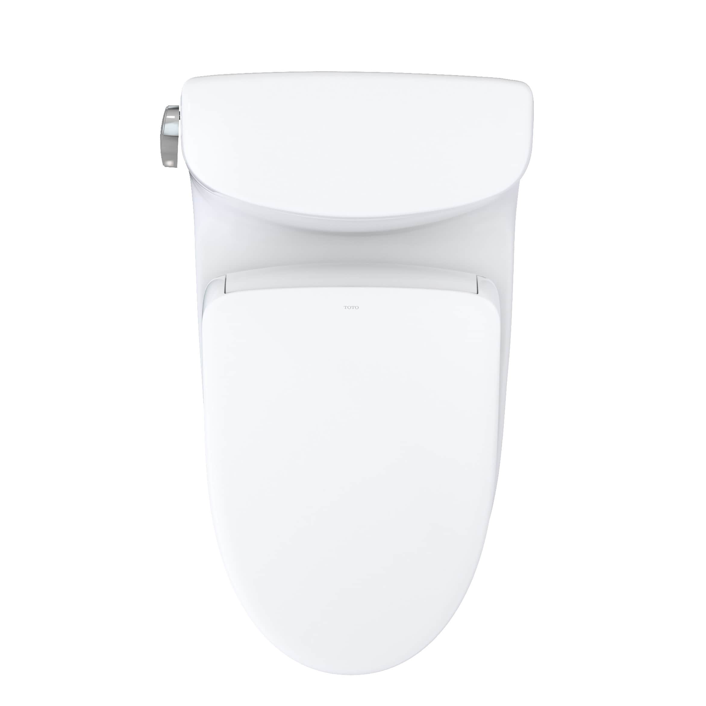 WASHLET+ Blanco Algodón Individual Elongado Altura de Silla suave Cierre suave 1 pieza Bidet 12 pulgadas Trampa de 1.28 GPF MW6344726CEFG-01