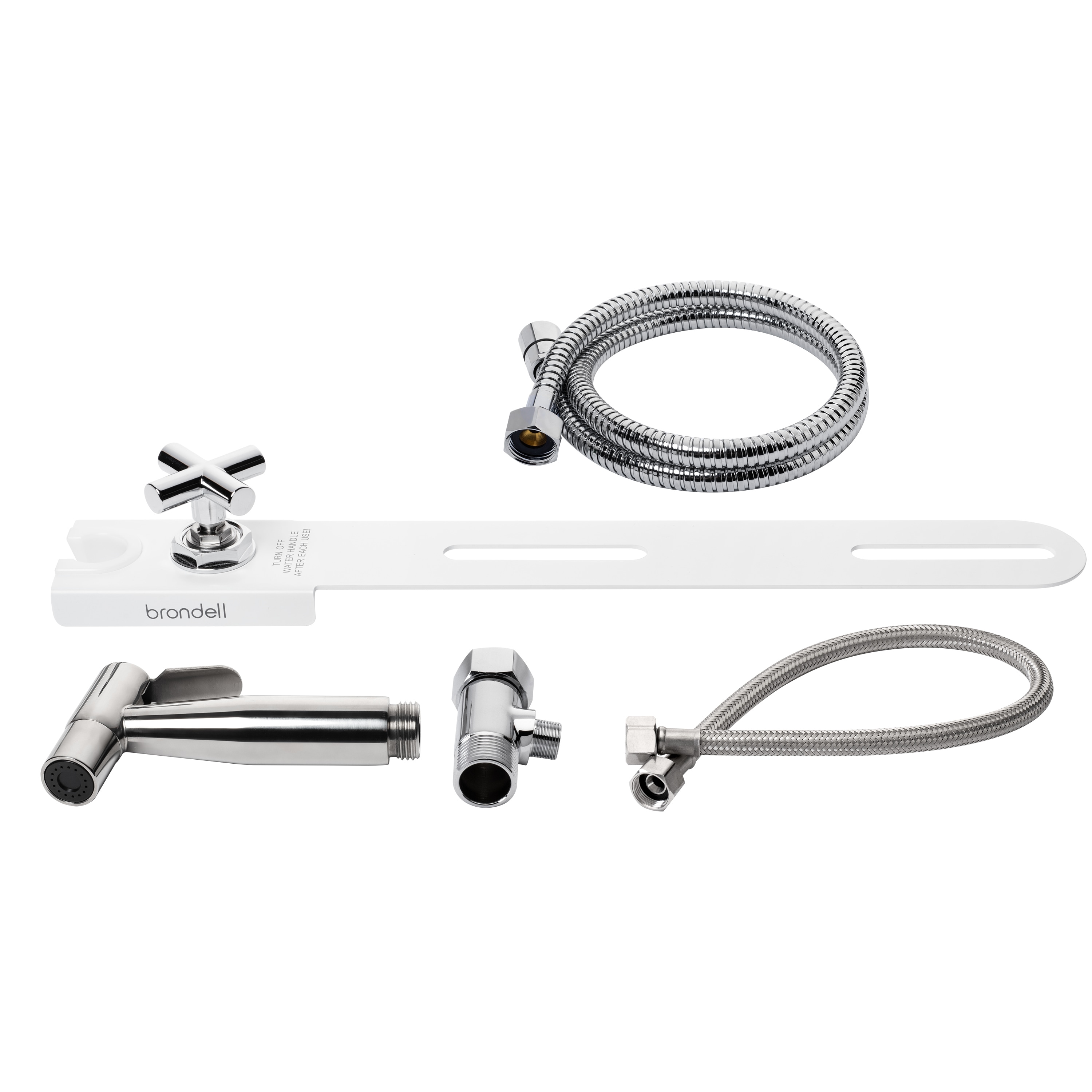 Regadera de mano montada en el inodoro de color blanco Brondell MBH-40-W