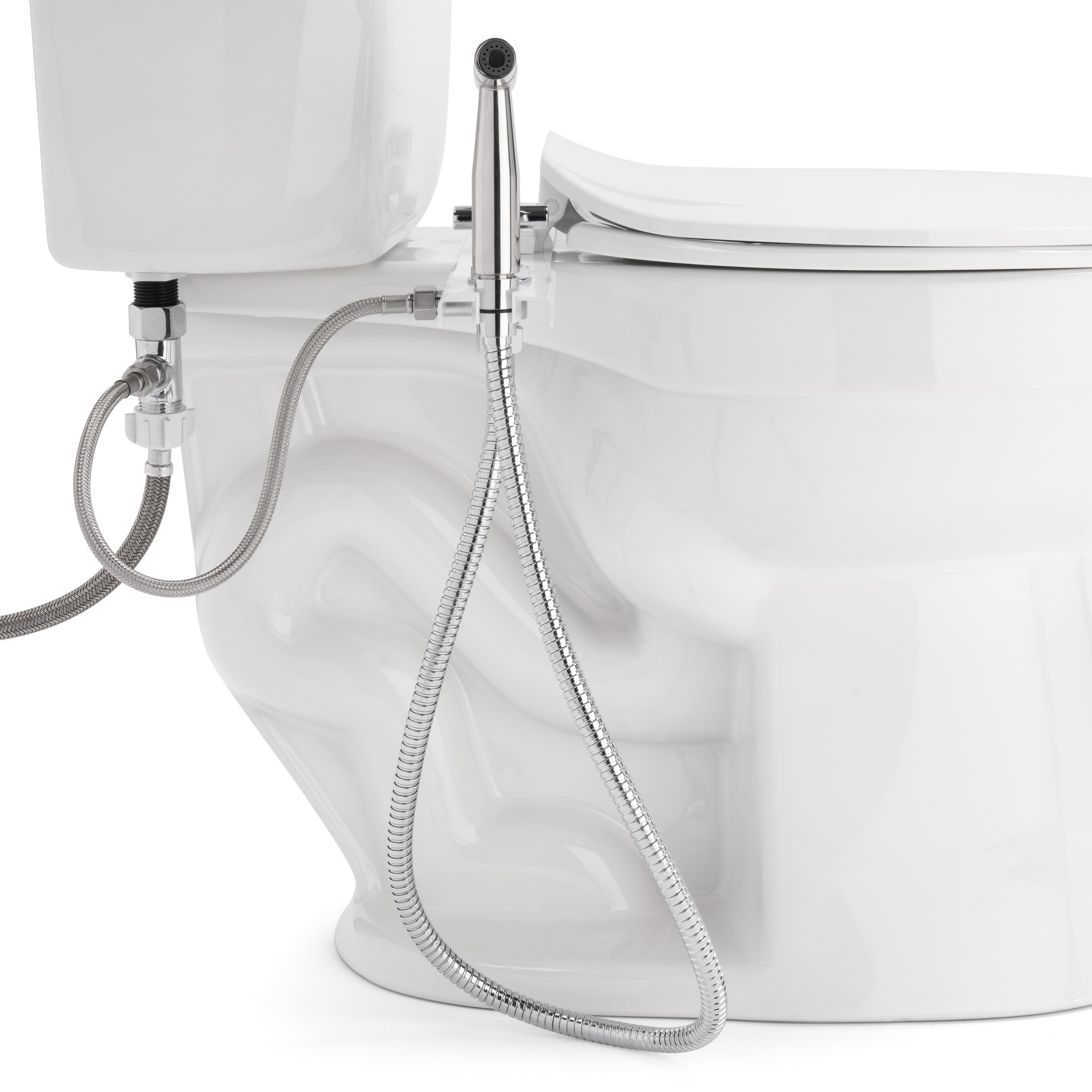 Regadera de mano montada en el inodoro de color blanco Brondell MBH-40-W