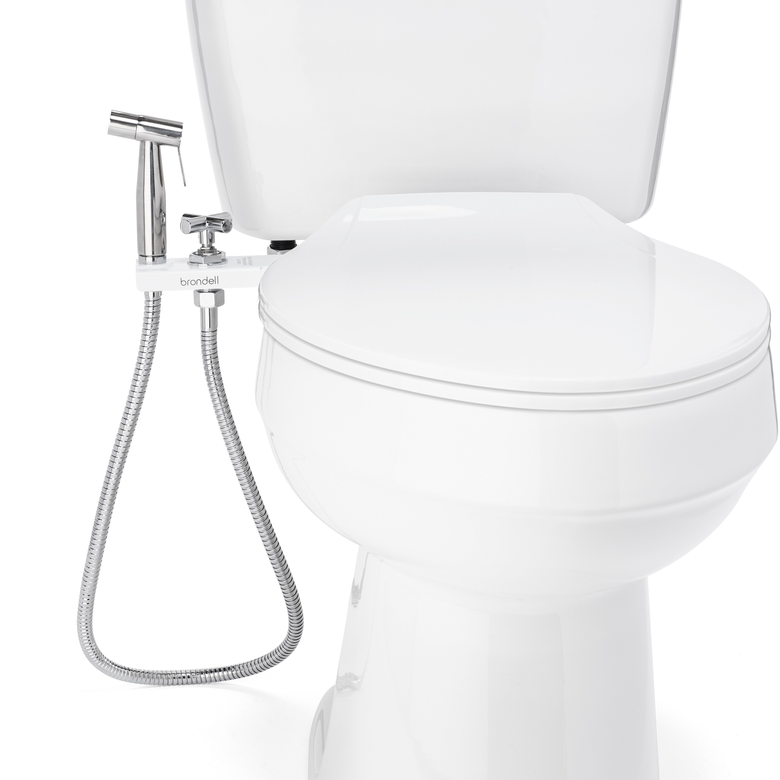 Regadera de mano montada en el inodoro de color blanco Brondell MBH-40-W