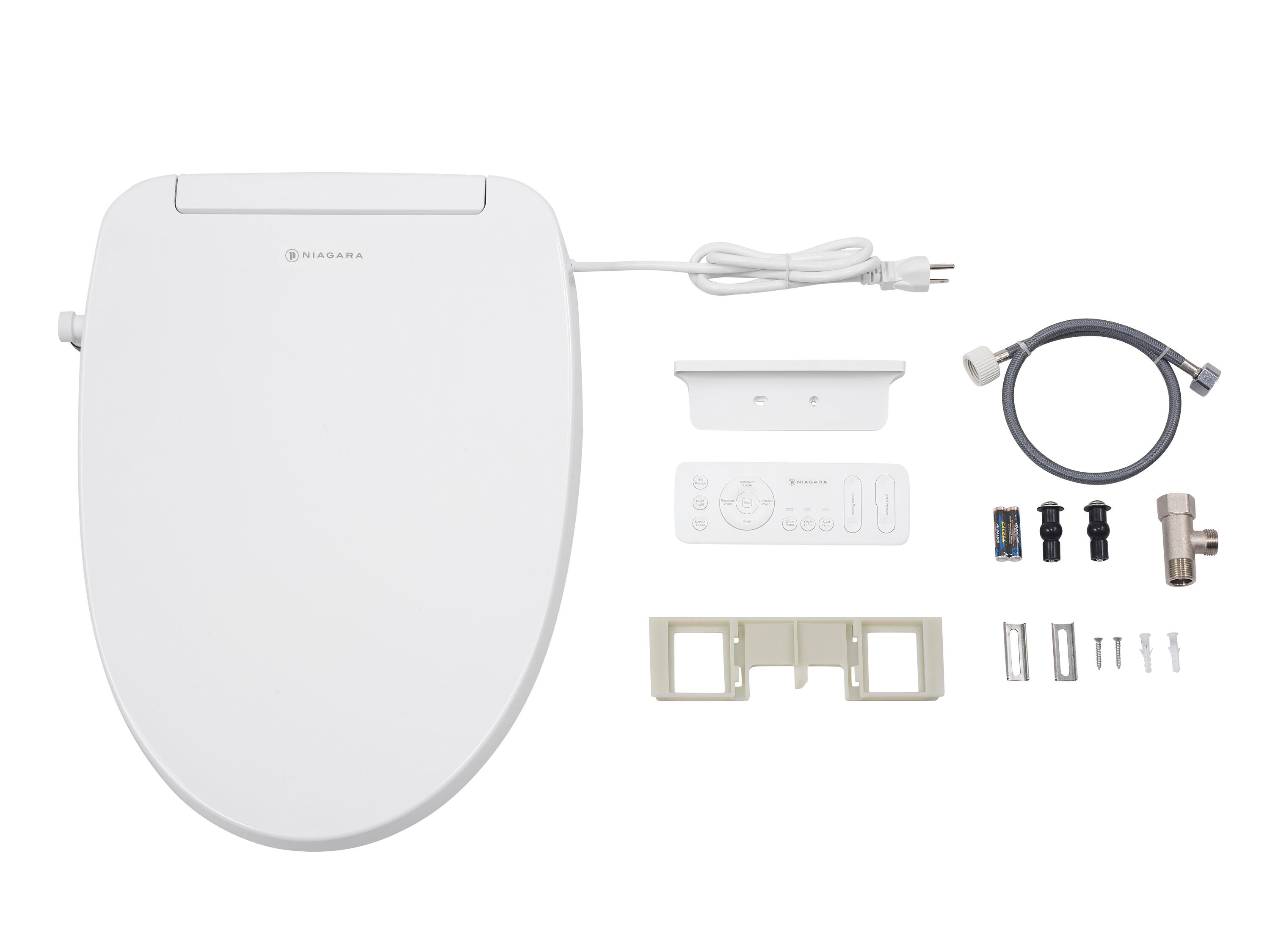 Asiento de bidé alargado de plástico blanco con cierre suave y calefacción Niagara Hydrotech(TM) SB-EL1000