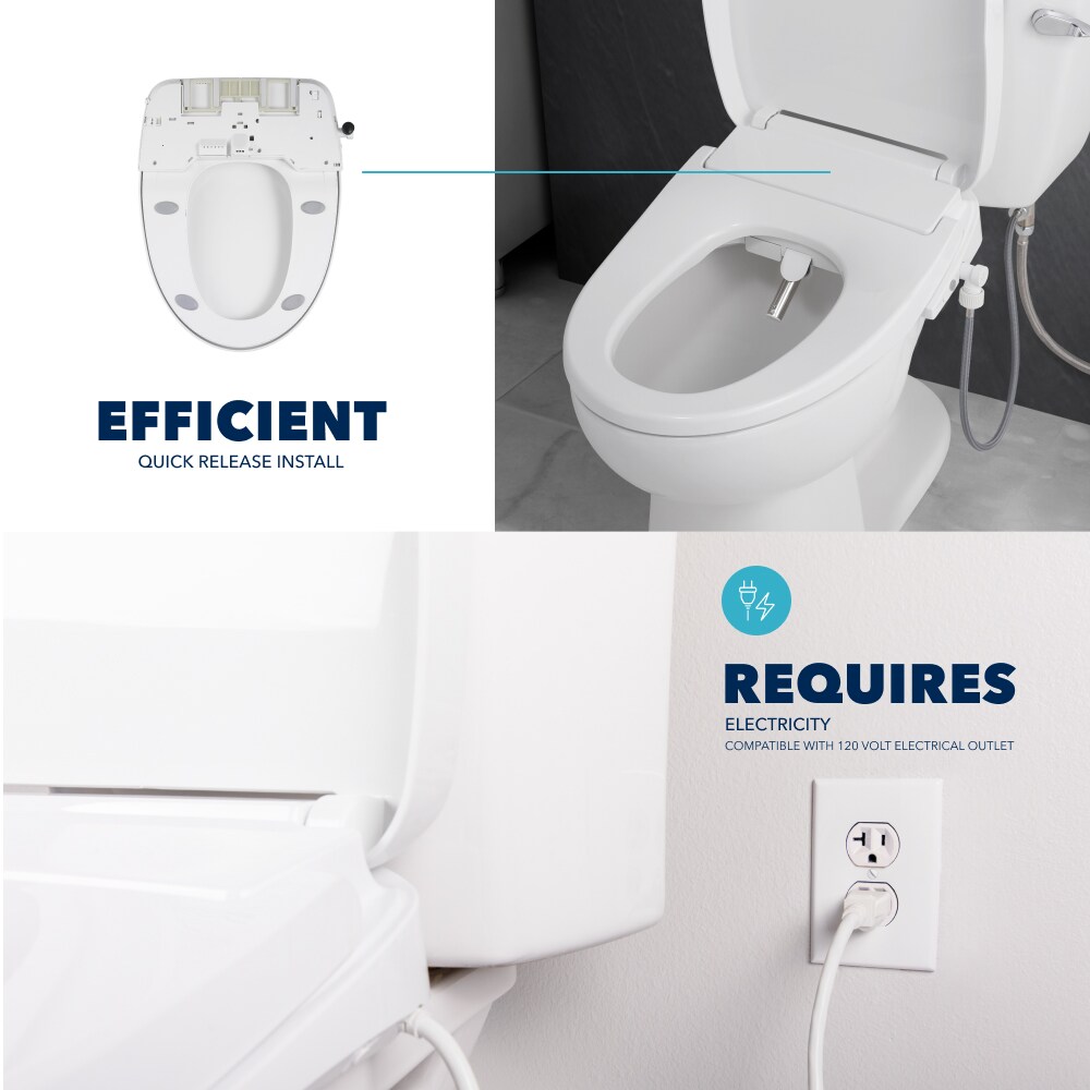 Asiento de bidé alargado de plástico blanco con cierre suave y calefacción Niagara Hydrotech(TM) SB-EL1000