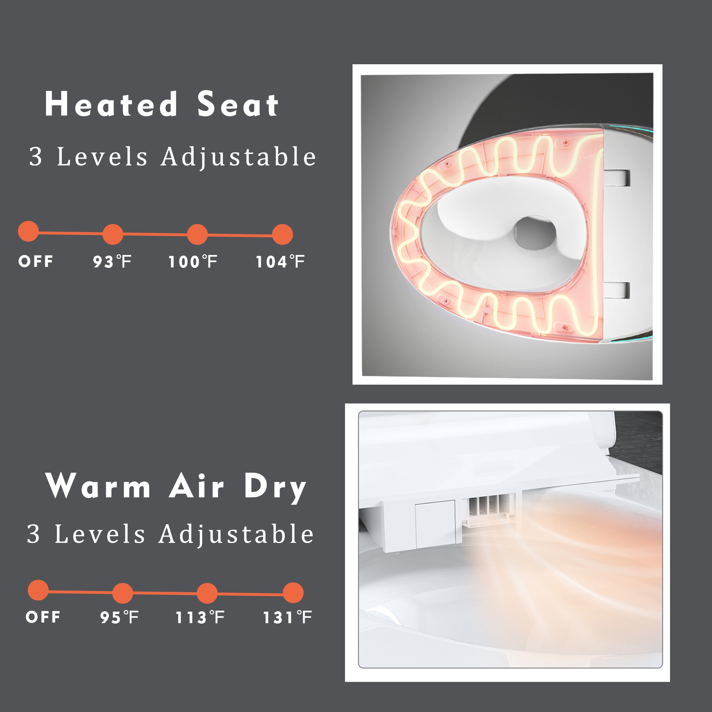 Bidet Blanco Alargado de Altura Estándar con Cierre Suave Inteligente de la marca Mondawe
