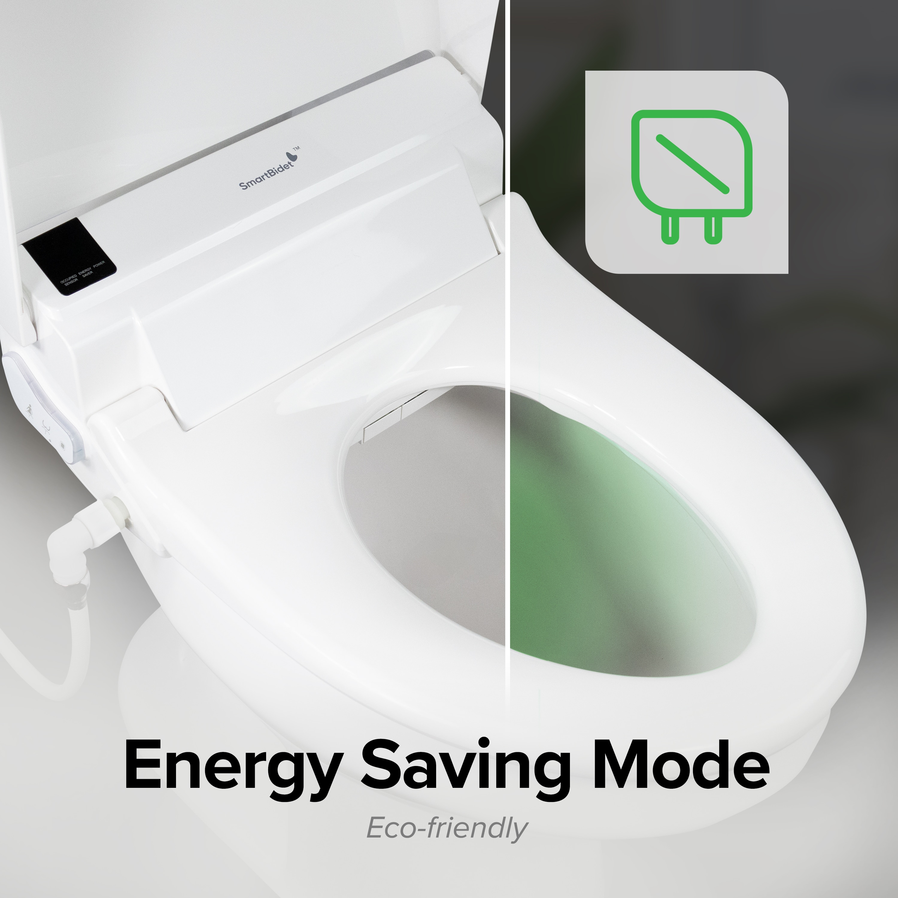 Asiento de Bidé SmartBidet de Plástico Blanco alargado de Cierre Suave y Caliente SB-3000
