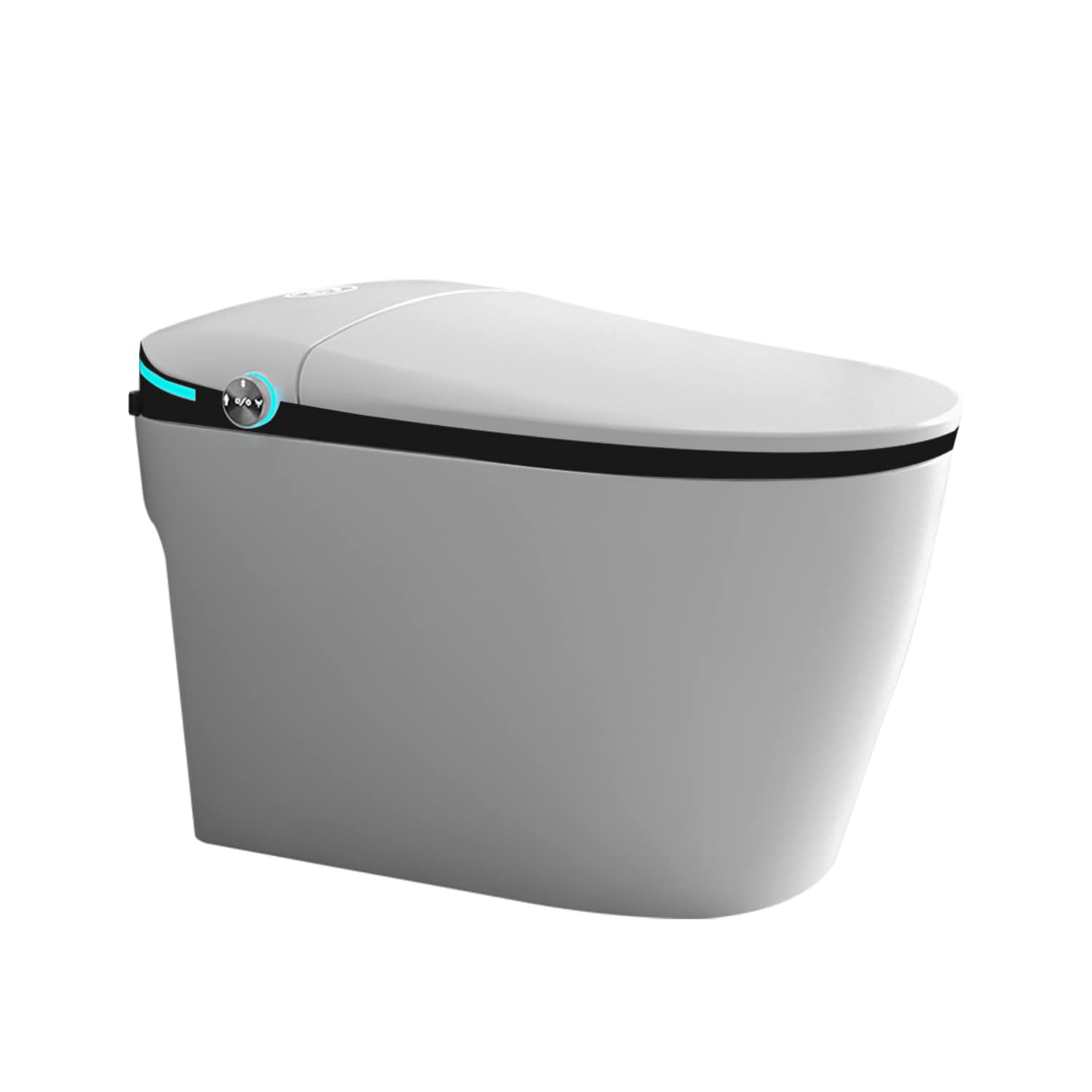 Mondawe Blanco Individual Alargado Altura Estándar Inteligente 1 Pieza Bidet 12 pulgadas de Descarga 1.28 GPF MD-JP-15354