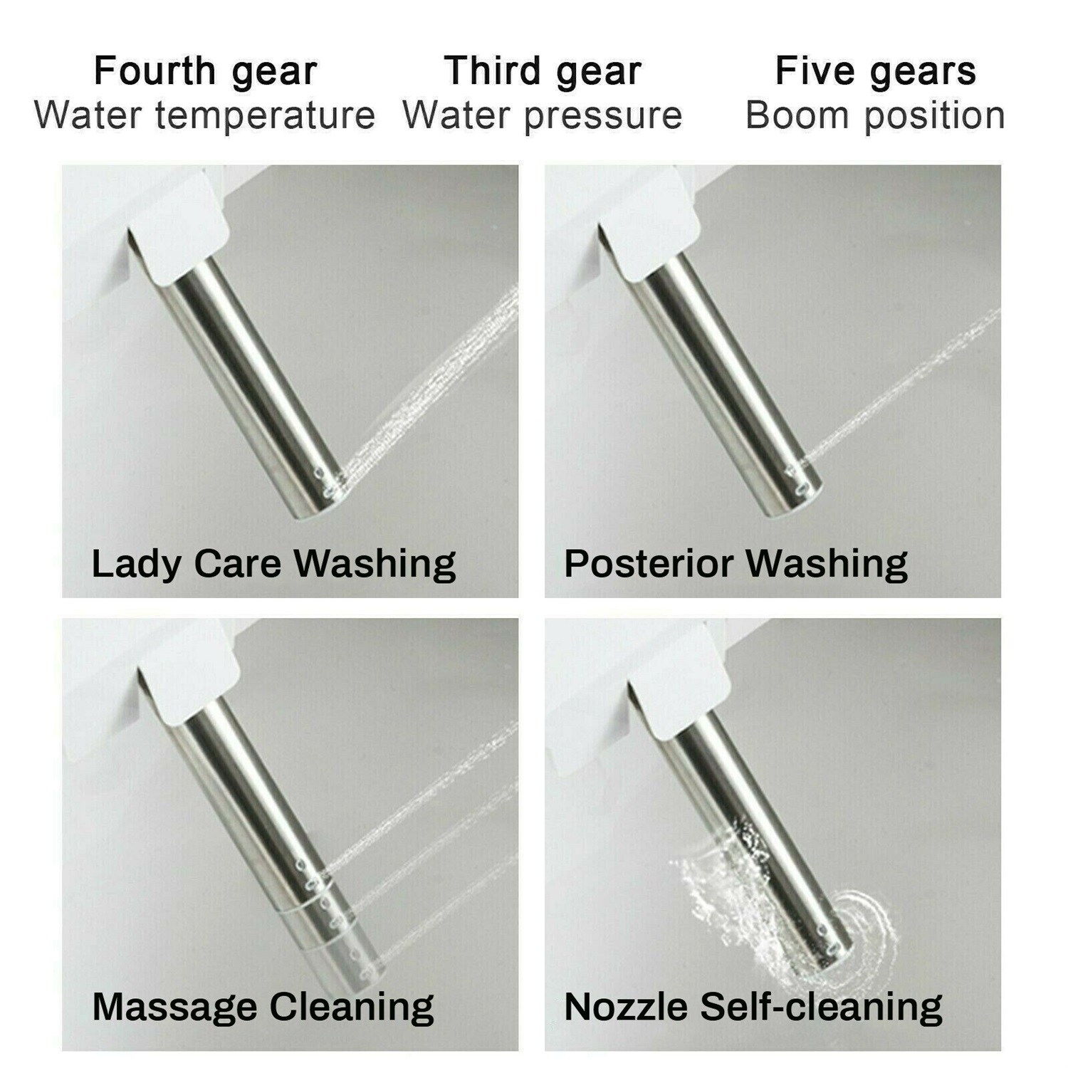Mondawe Blanco Individual Alargado Altura Estándar Inteligente 1 Pieza Bidet 12 pulgadas de Descarga 1.28 GPF MD-JP-15354