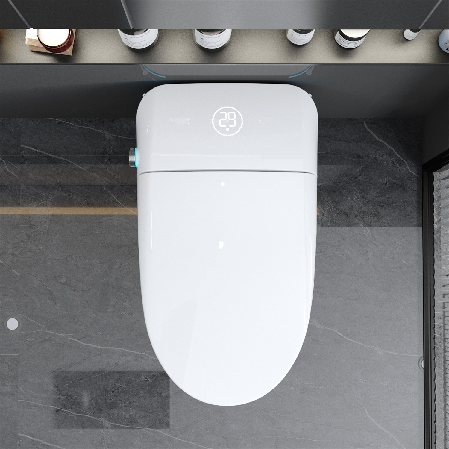Mondawe Blanco Individual Alargado Altura Estándar Inteligente 1 Pieza Bidet 12 pulgadas de Descarga 1.28 GPF MD-JP-15354