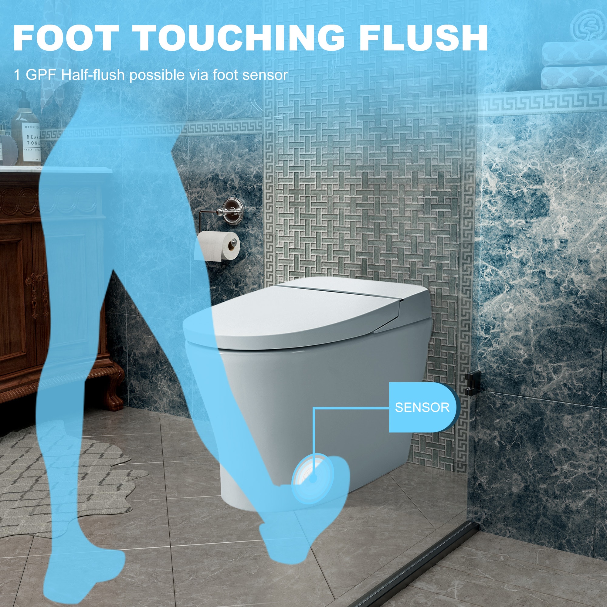 Bidet Alargado Blanco de Altura Estándar con Cierre Suave Inteligente de una Pieza de Mondawe