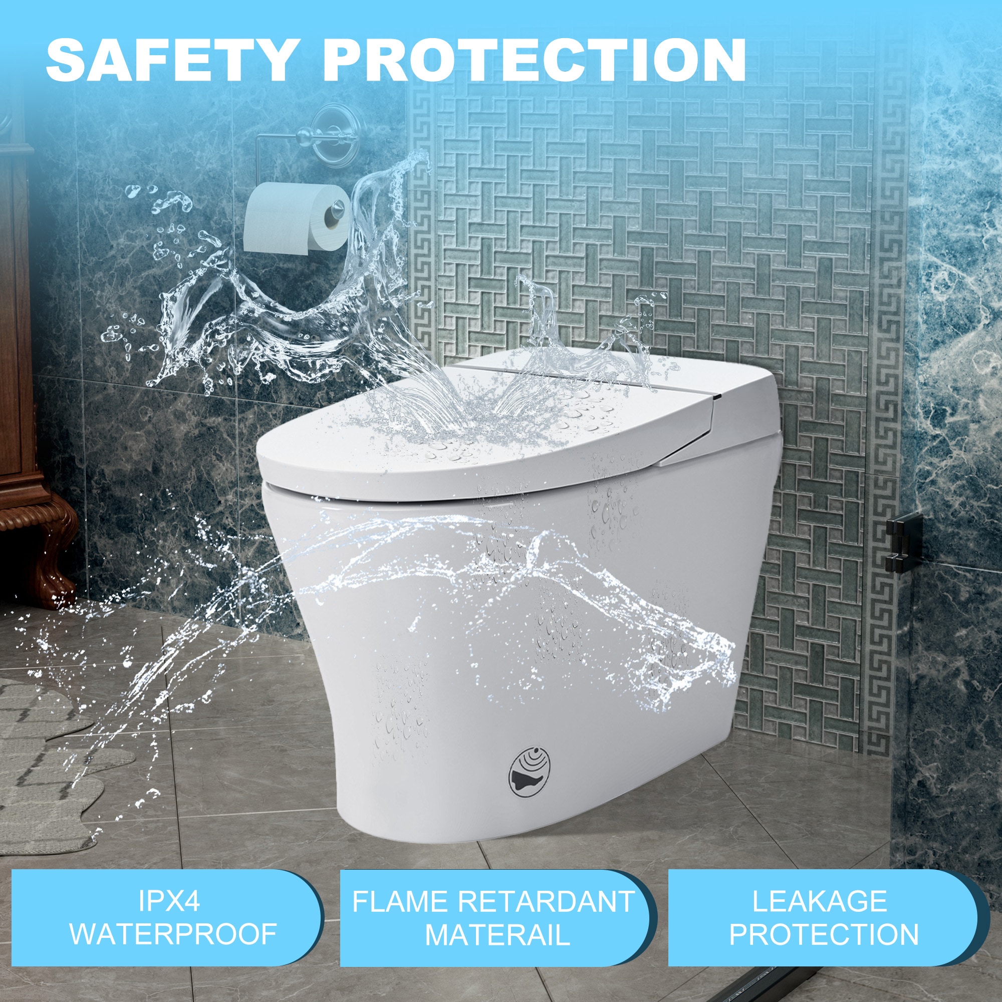 Bidet Alargado Blanco de Altura Estándar con Cierre Suave Inteligente de una Pieza de Mondawe