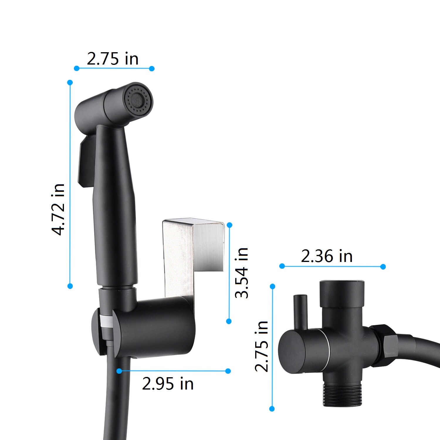 Rociador de bidé de mano montado en el inodoro en negro mate WELLFOR DTG-21BDMB