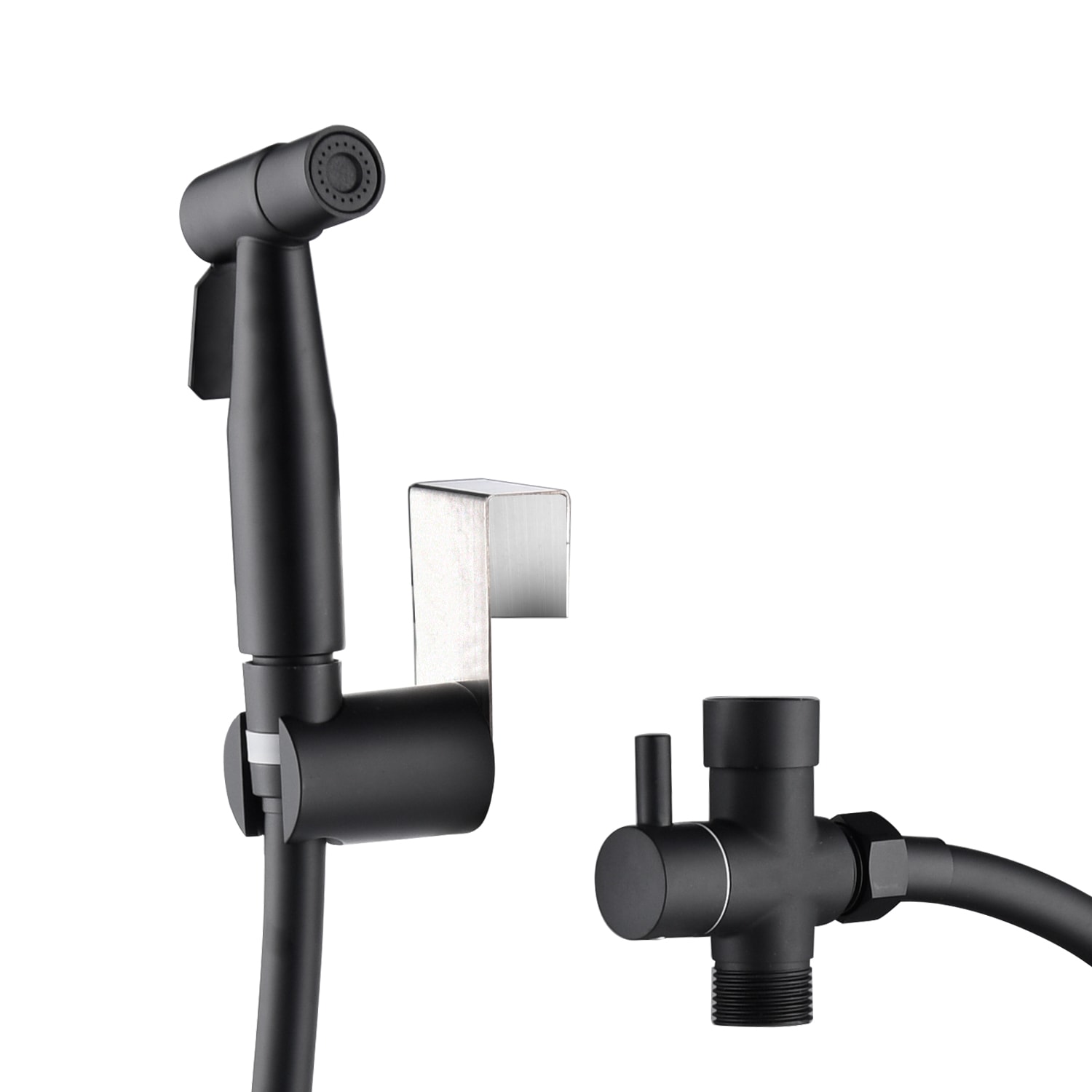 Rociador de bidé de mano montado en el inodoro en negro mate WELLFOR DTG-21BDMB