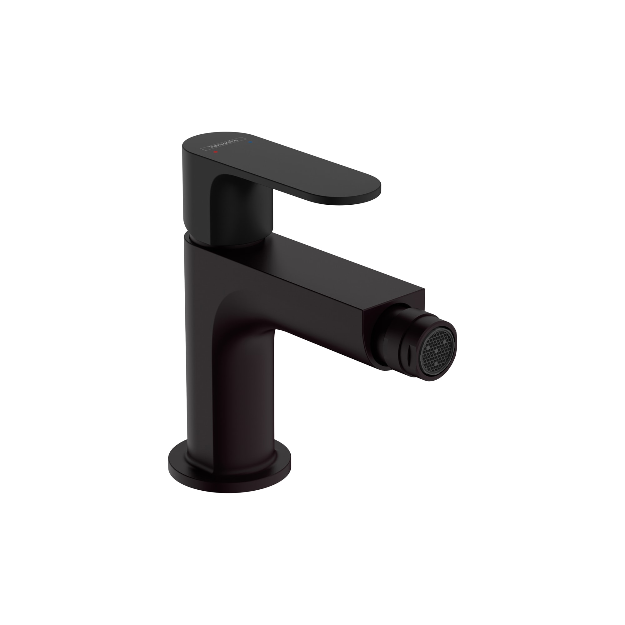 Grifo de bidé de un solo orificio con rociador horizontal en negro mate Hansgrohe Rebris S