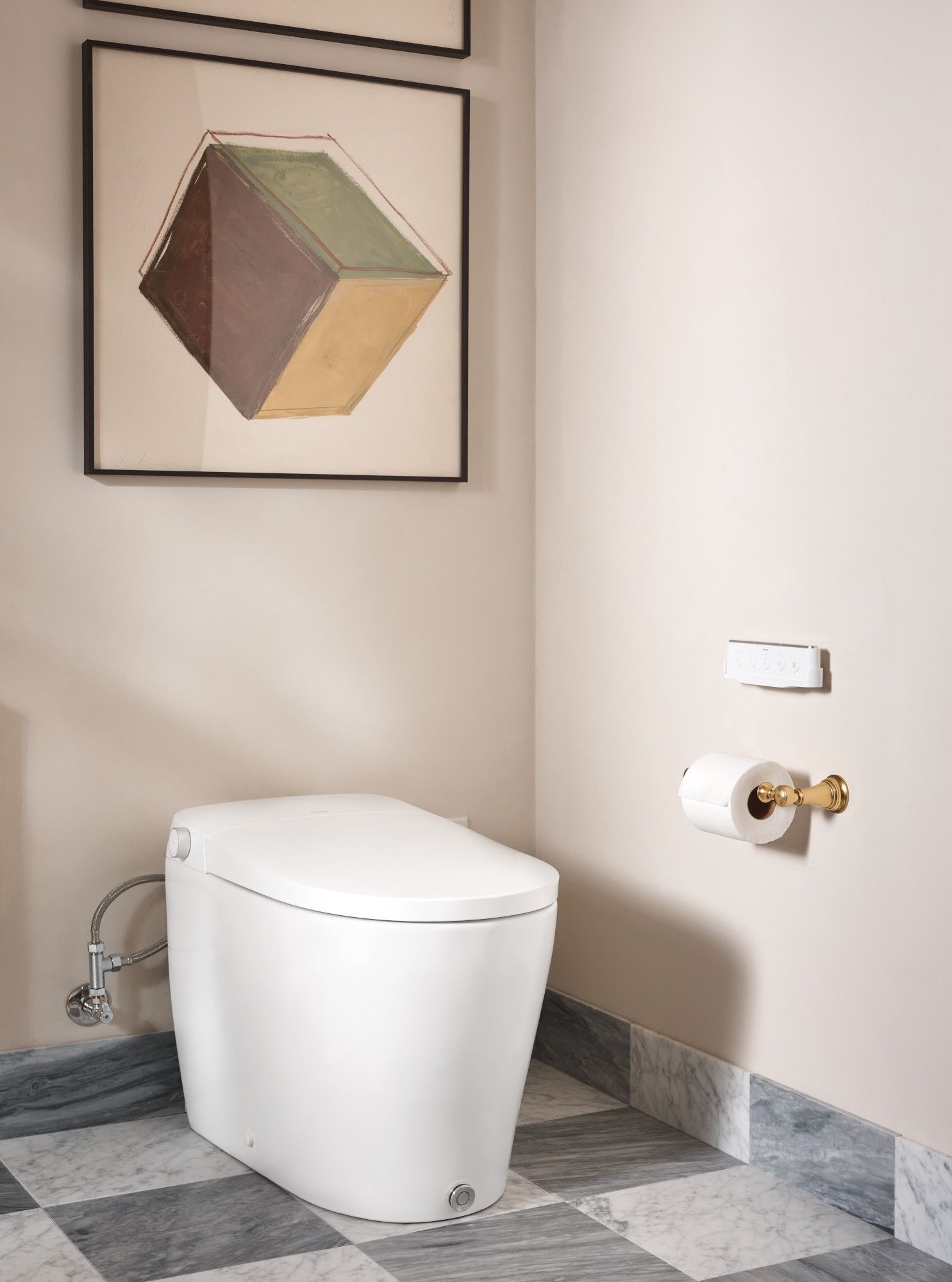Bidet inteligente de una pieza de altura de silla alargada, cierre suave, color blanco, con descarga eficiente de 1.0 galones por descarga.