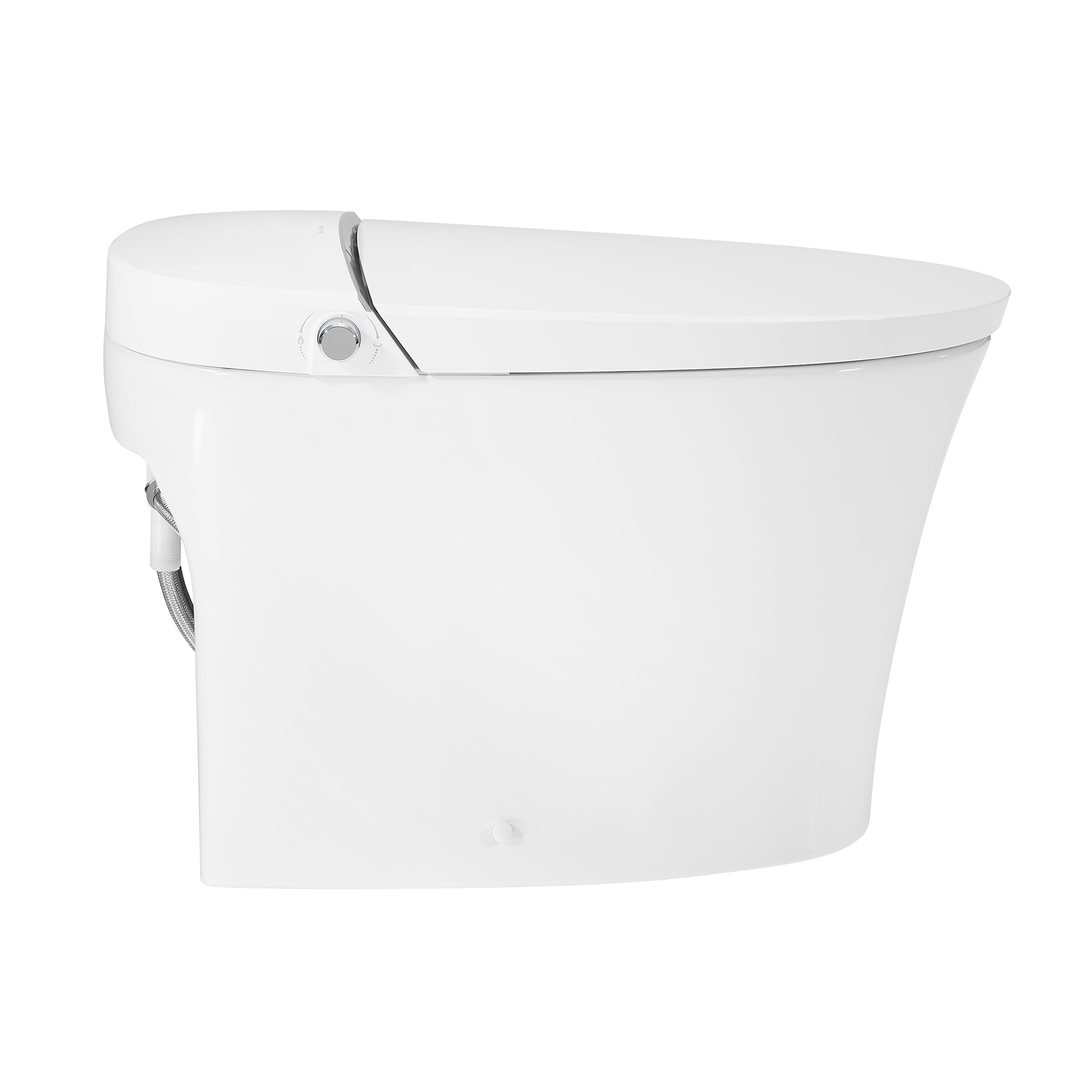 Inodoro Bidet Suizo Madison Vicenza blanco brillante de altura estándar con cierre suave inteligente de doble descarga alargado de una pieza con 12 pulgadas de montaje bruto 1.6 GPF SM-25-STVIC03WH