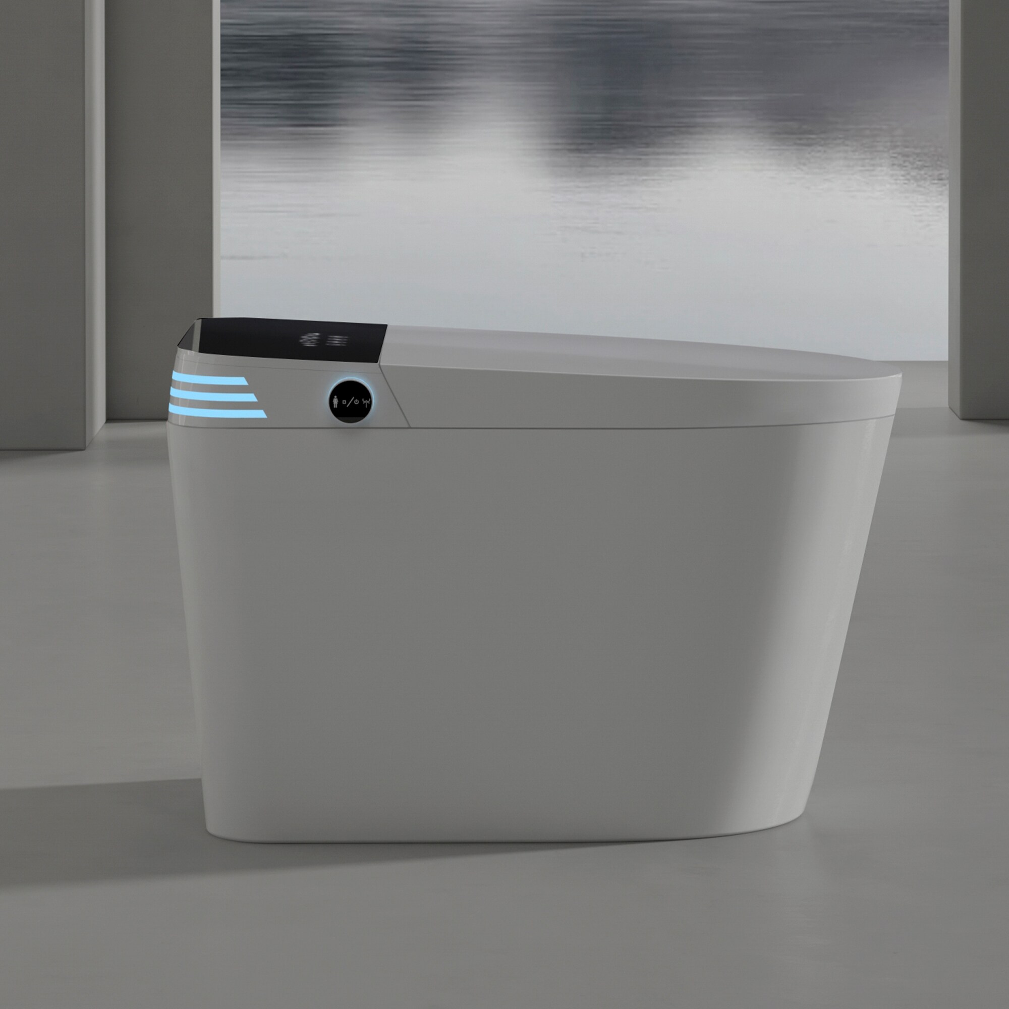 Bidet Alargado Blanco de Altura Estándar con Cierre Suave Inteligente de una Pieza de Mondawe