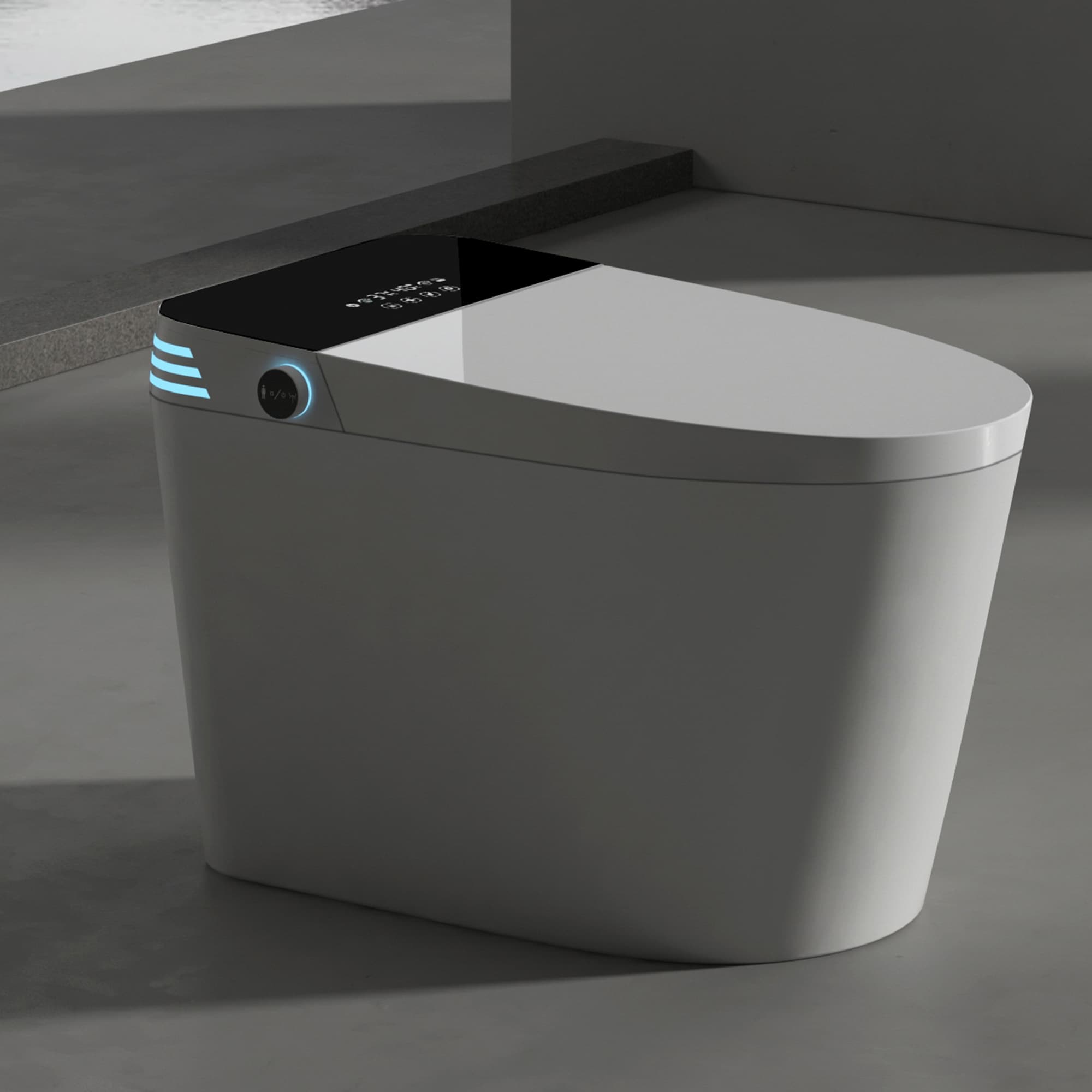 Bidet Alargado Blanco de Altura Estándar con Cierre Suave Inteligente de una Pieza de Mondawe