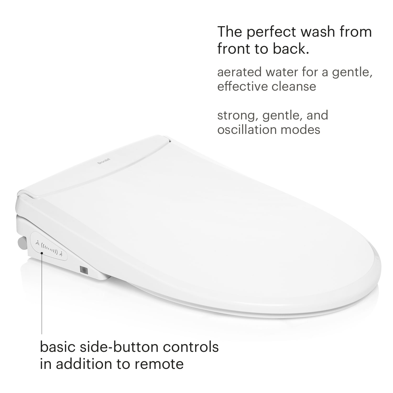 Asiento de bidé de lujo Brondell Swash Thinline T44 con control remoto para inodoro alargado, Blanco T44-EW