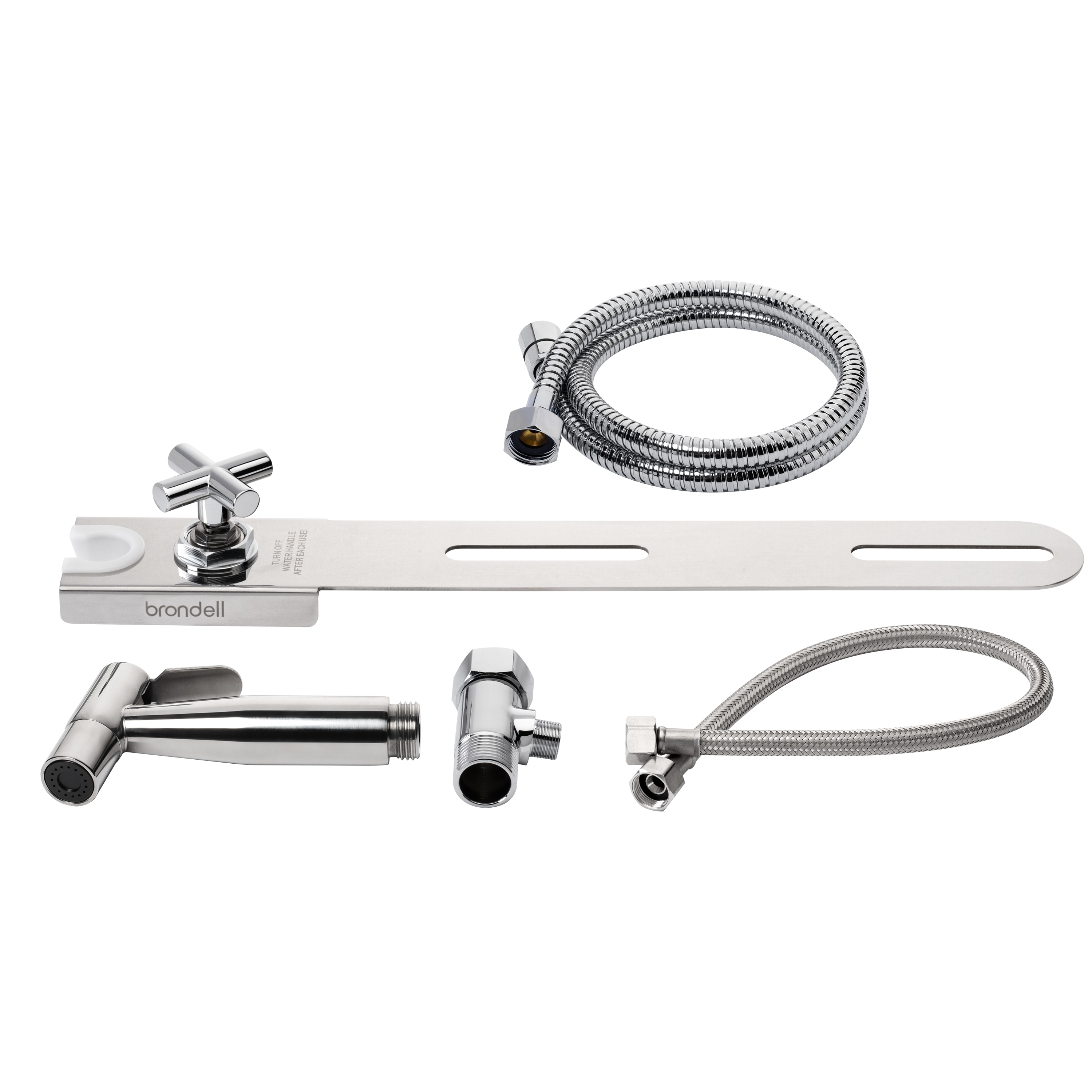 Rociador de bidé de mano montado en el inodoro de acero inoxidable Brondell MBH-40-S