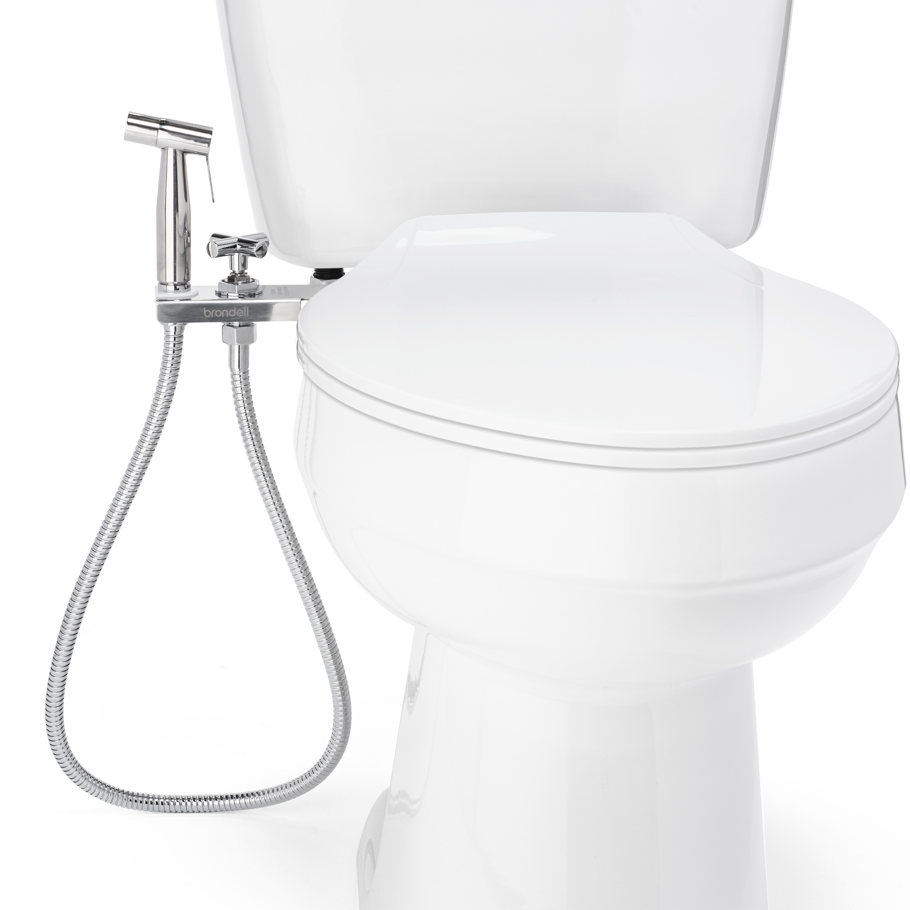 Rociador de bidé de mano montado en el inodoro de acero inoxidable Brondell MBH-40-S