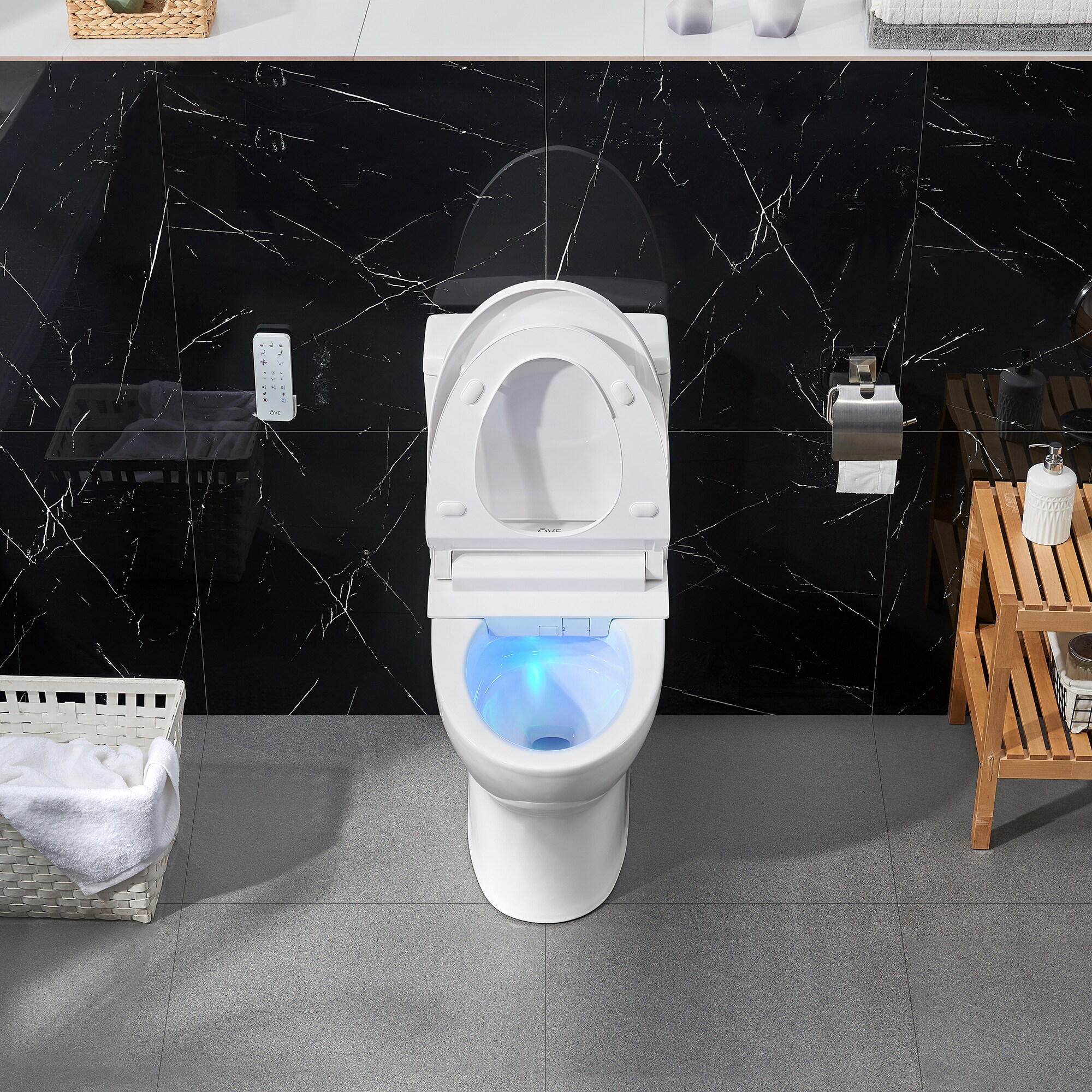 Bañera Inteligente 1 Pieza Blanca Wilma de Altura de Silla alargada con cierre suave para baño Reductor de Agua WaterSense 1.28 GPF 12 pulgadas de Descarga -Wilm15-Wht