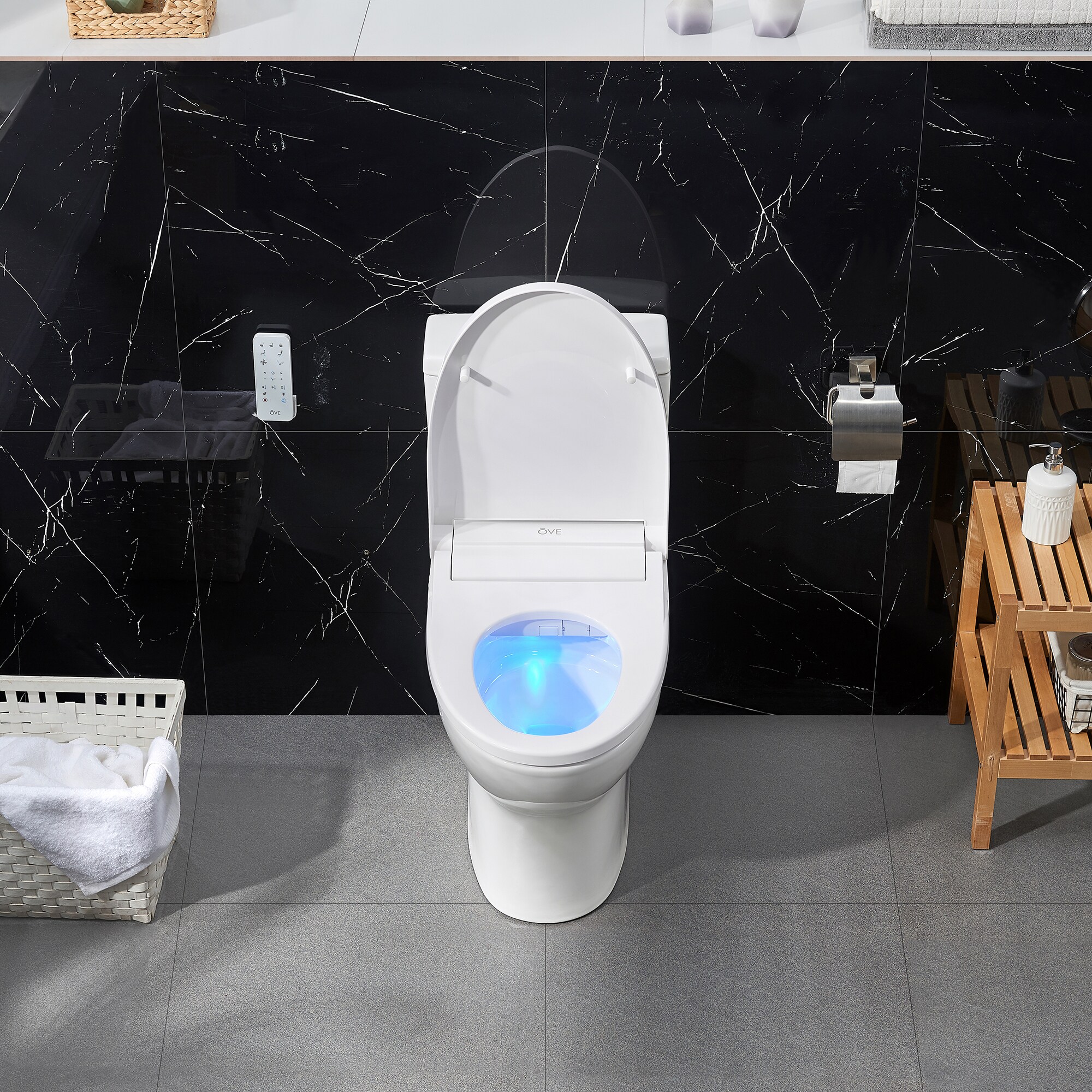 Bañera Inteligente 1 Pieza Blanca Wilma de Altura de Silla alargada con cierre suave para baño Reductor de Agua WaterSense 1.28 GPF 12 pulgadas de Descarga -Wilm15-Wht