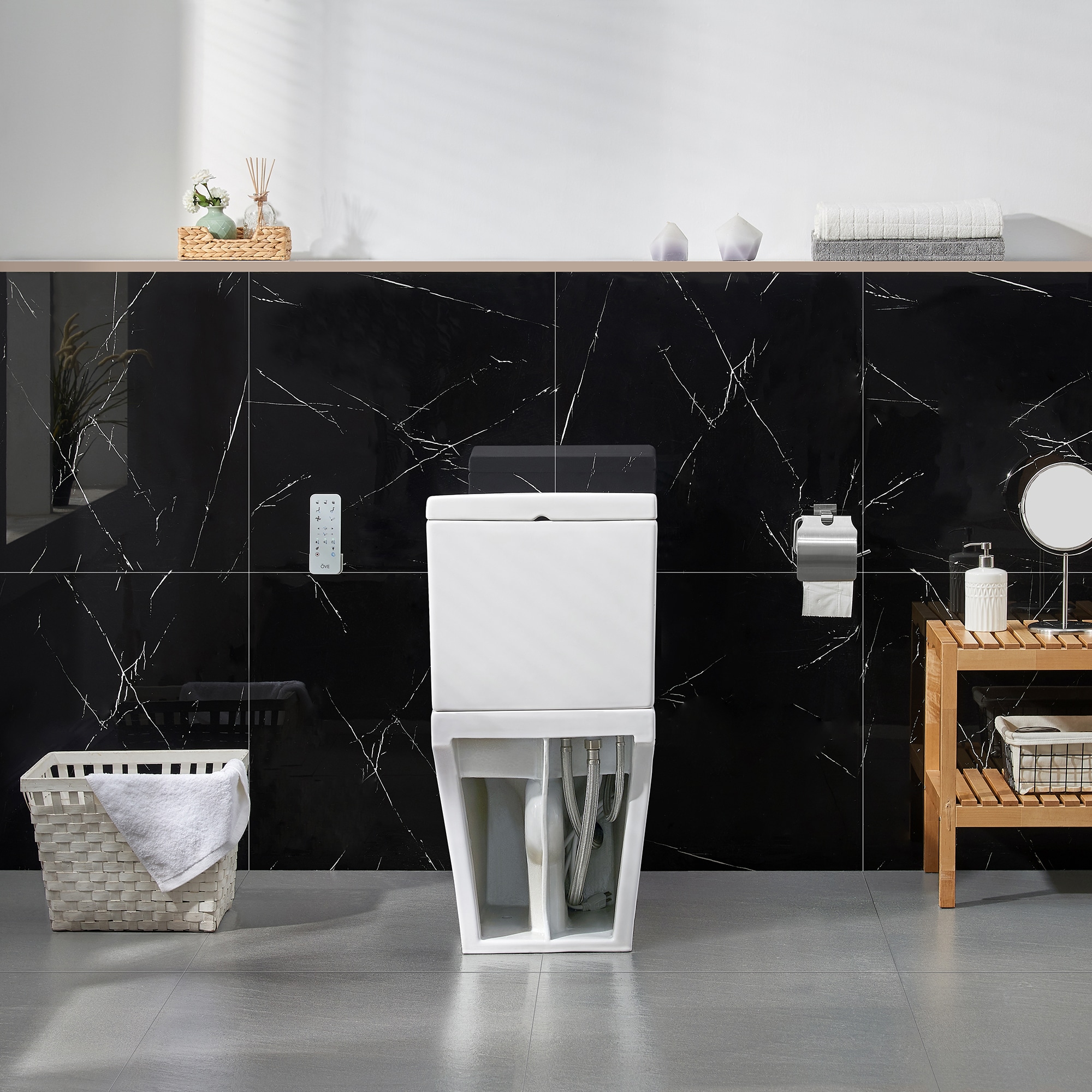Bañera Inteligente 1 Pieza Blanca Wilma de Altura de Silla alargada con cierre suave para baño Reductor de Agua WaterSense 1.28 GPF 12 pulgadas de Descarga -Wilm15-Wht