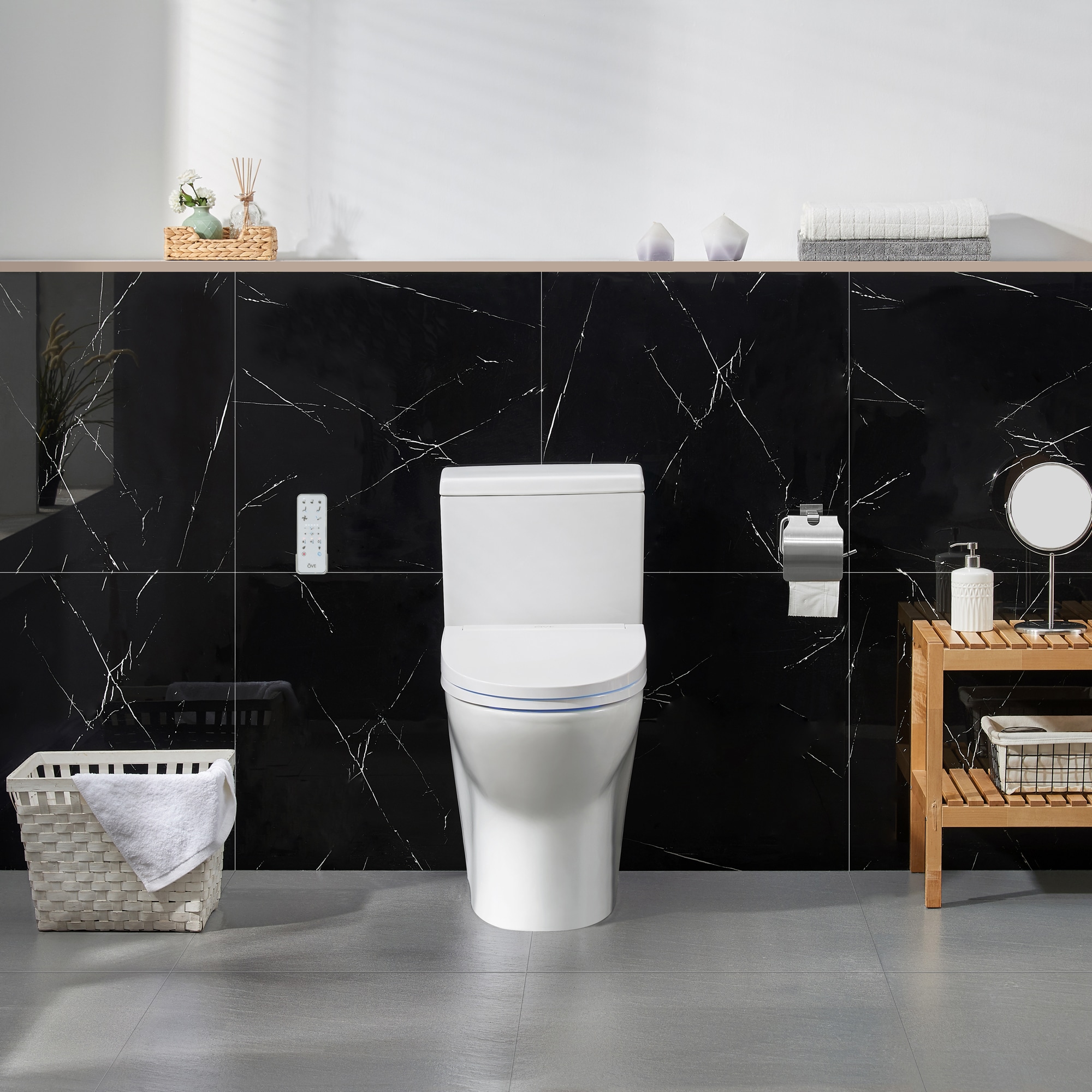 Bañera Inteligente 1 Pieza Blanca Wilma de Altura de Silla alargada con cierre suave para baño Reductor de Agua WaterSense 1.28 GPF 12 pulgadas de Descarga -Wilm15-Wht