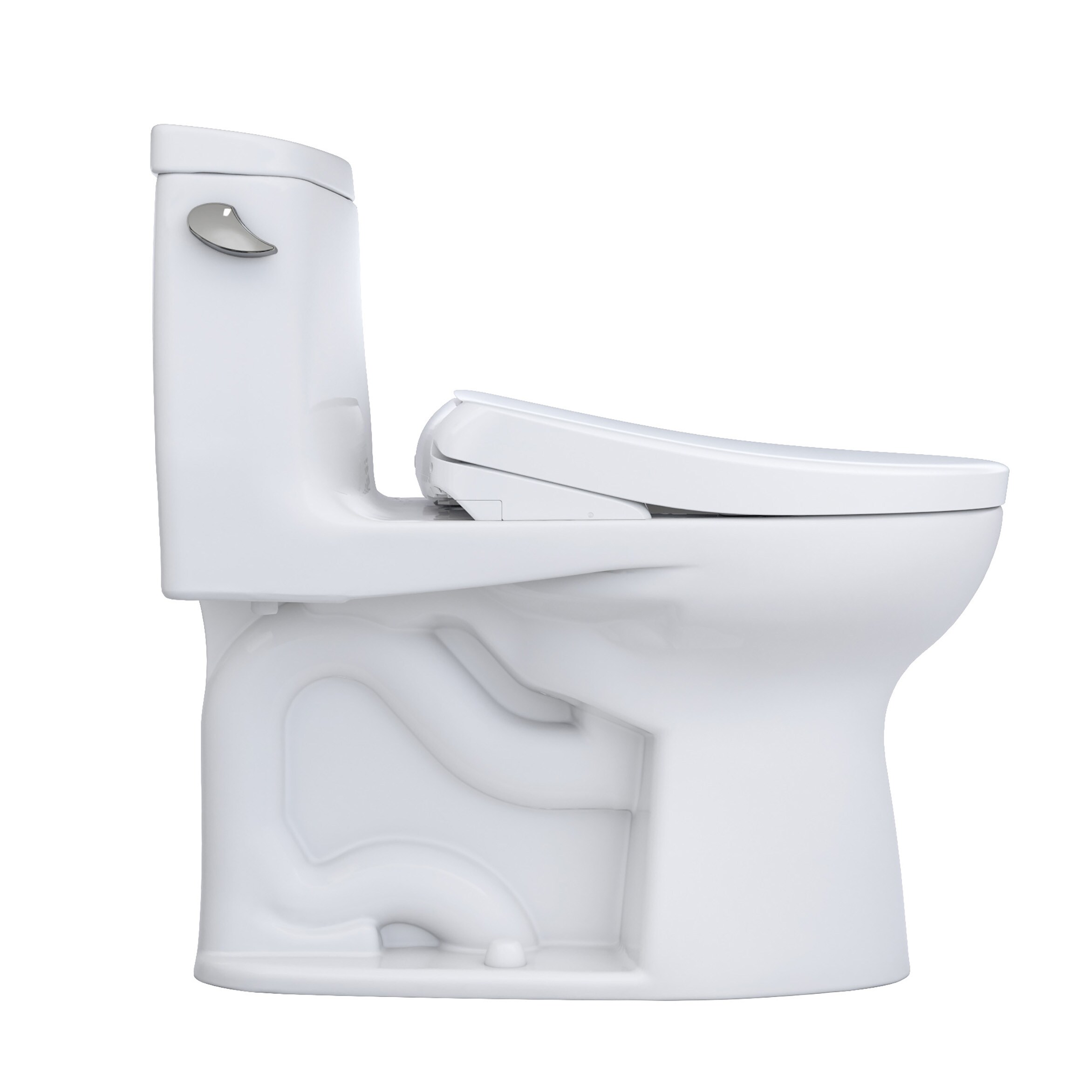 WASHLET+ de TOTO en Blanco Algodón, Individual, Alargado, Altura Estándar, Cierre Suave, Bidet de una Pieza con Descarga de 12 pulgadas y 1.28 GPF MW6044736CEFG-01.