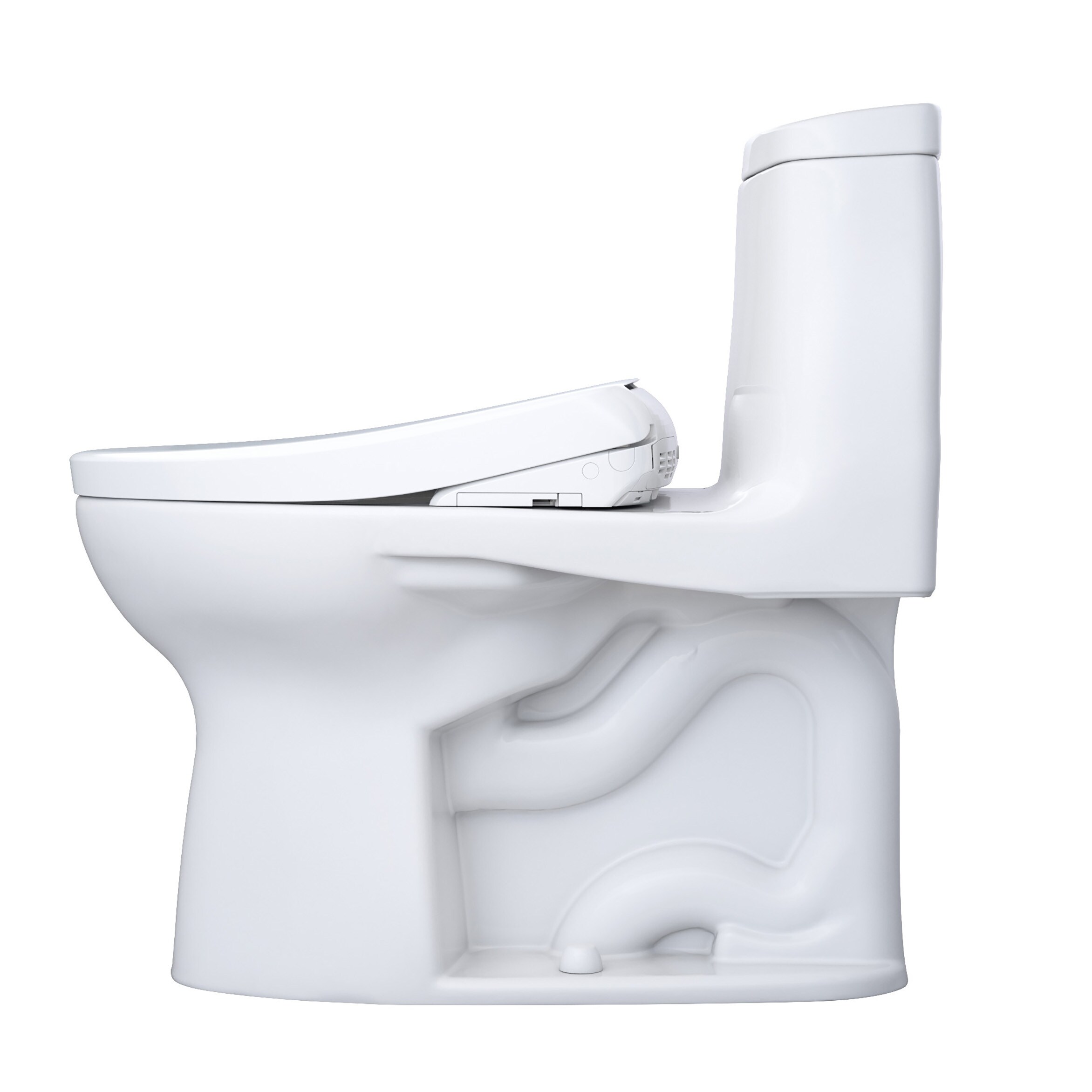 WASHLET+ de TOTO en Blanco Algodón, Individual, Alargado, Altura Estándar, Cierre Suave, Bidet de una Pieza con Descarga de 12 pulgadas y 1.28 GPF MW6044736CEFG-01.