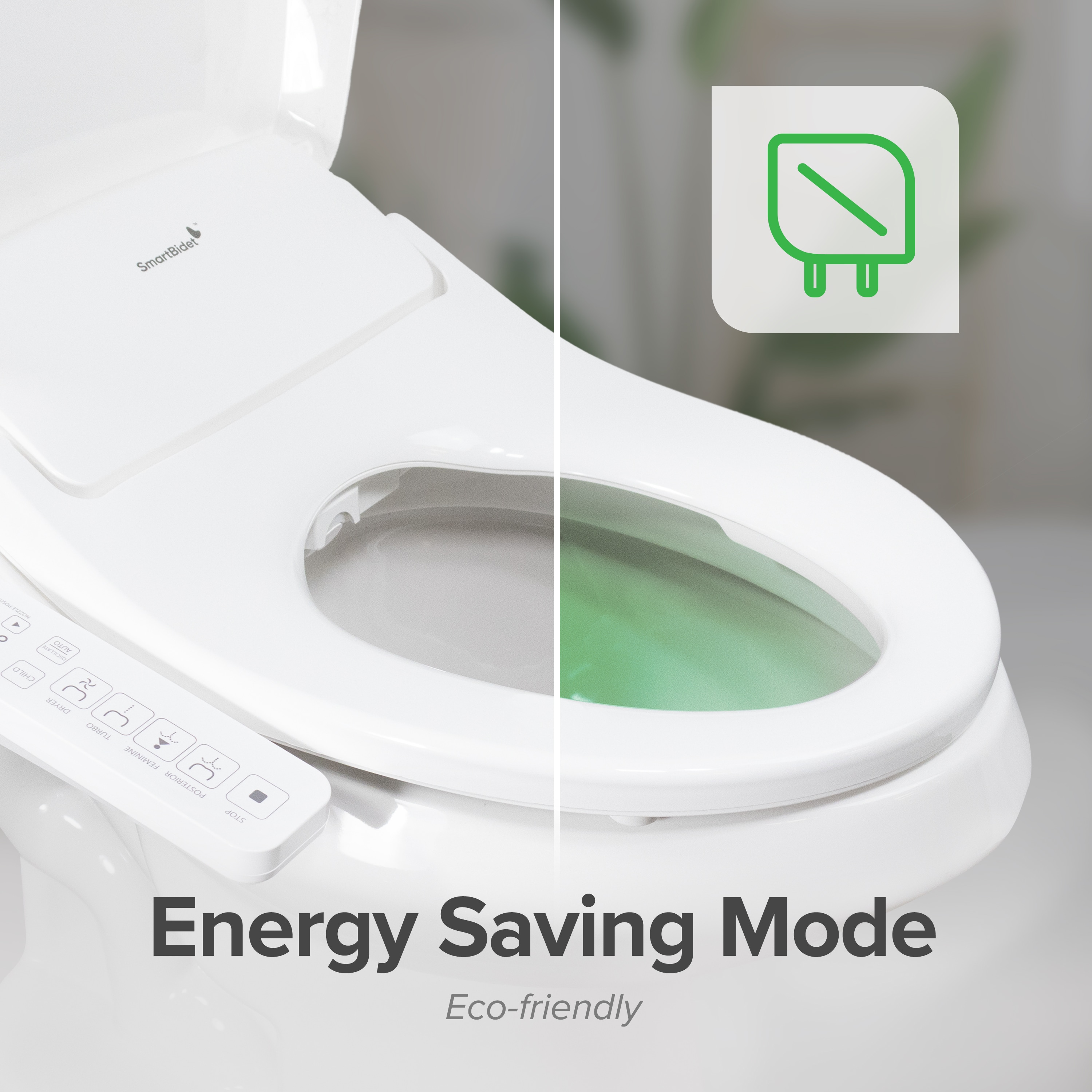 Asiento de Inodoro Inteligente de Plástico Blanco Alargado con Cierre Suave y Calefacción SmartBidet SB-2600