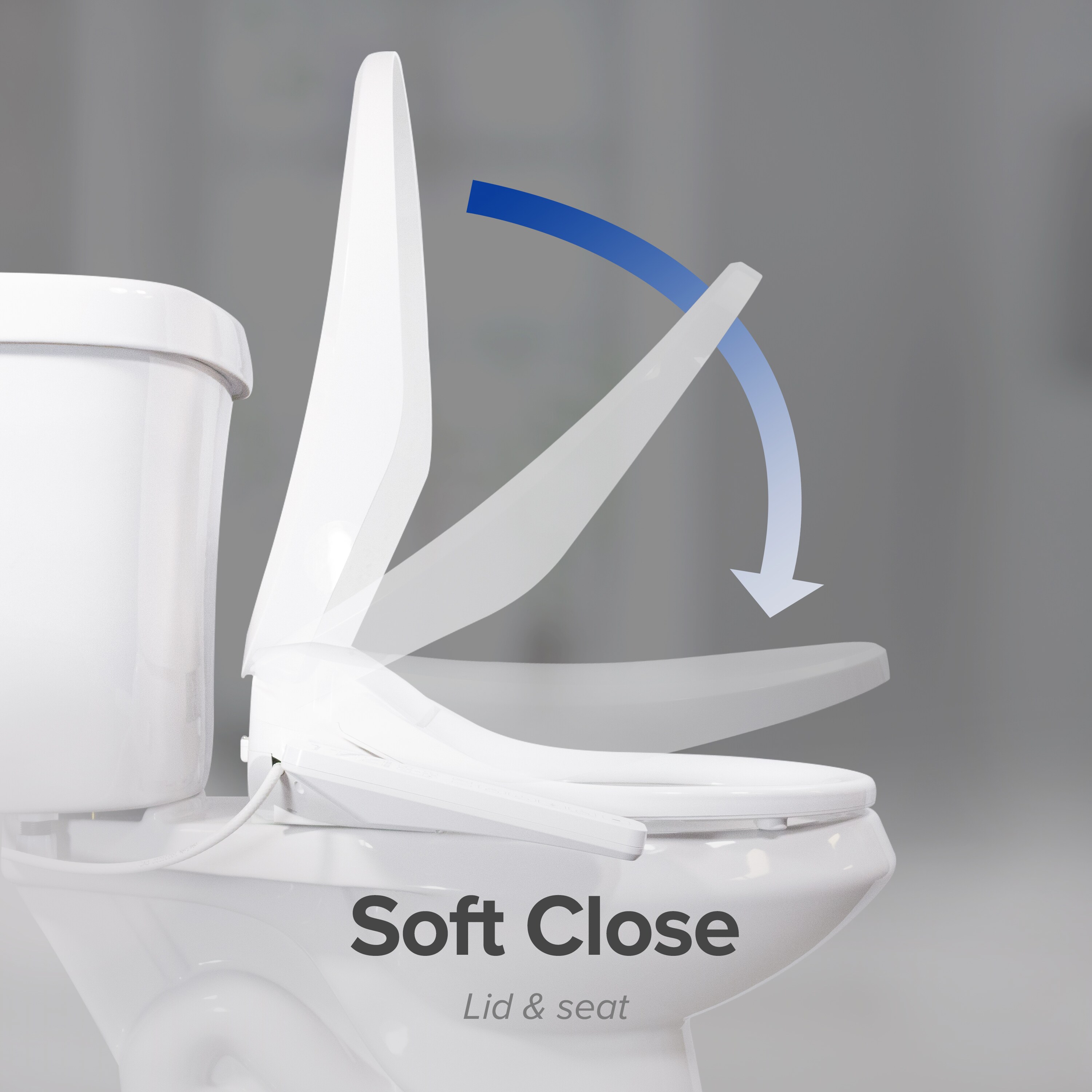 Asiento de Inodoro Inteligente de Plástico Blanco Alargado con Cierre Suave y Calefacción SmartBidet SB-2600