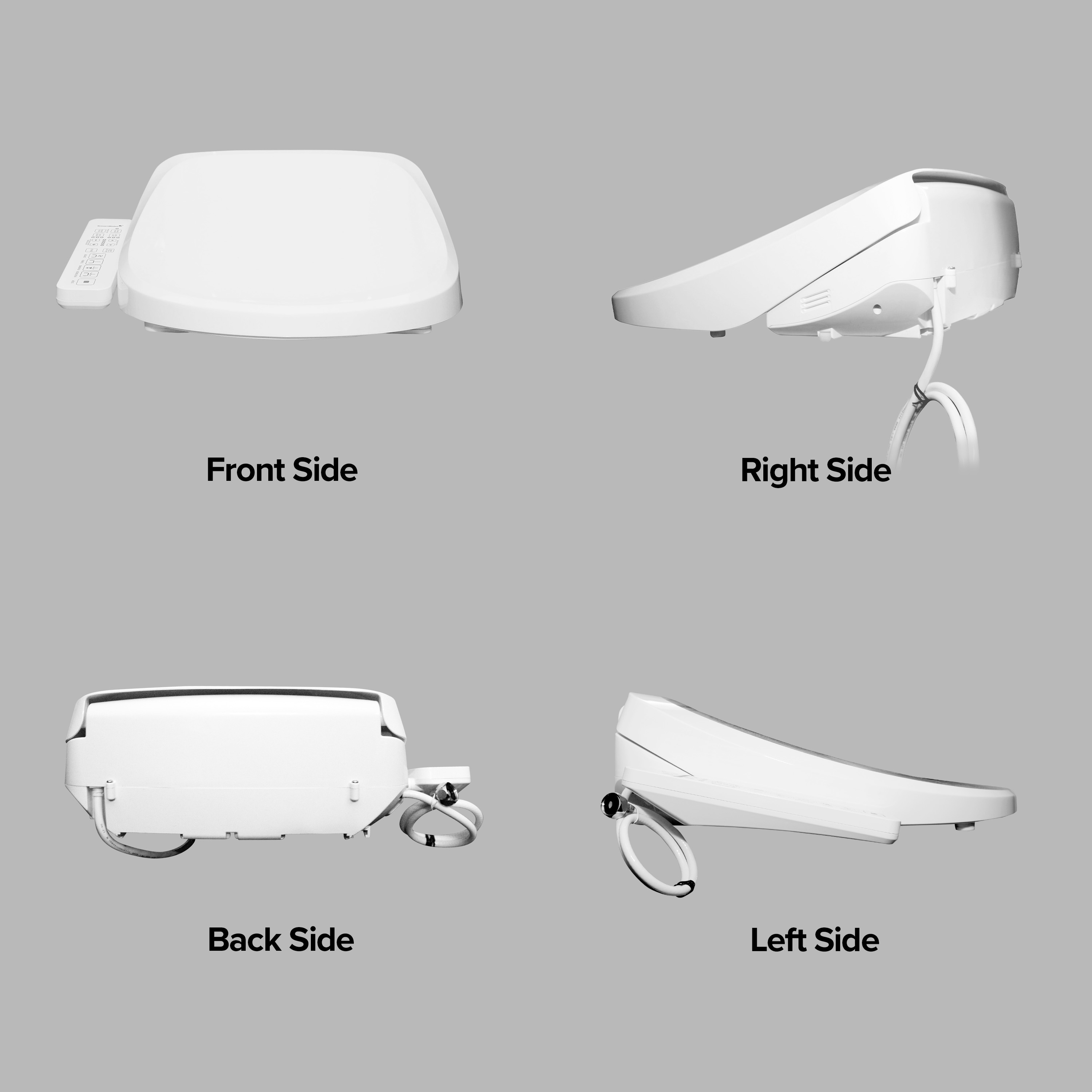 Asiento de Inodoro Inteligente de Plástico Blanco Alargado con Cierre Suave y Calefacción SmartBidet SB-2600