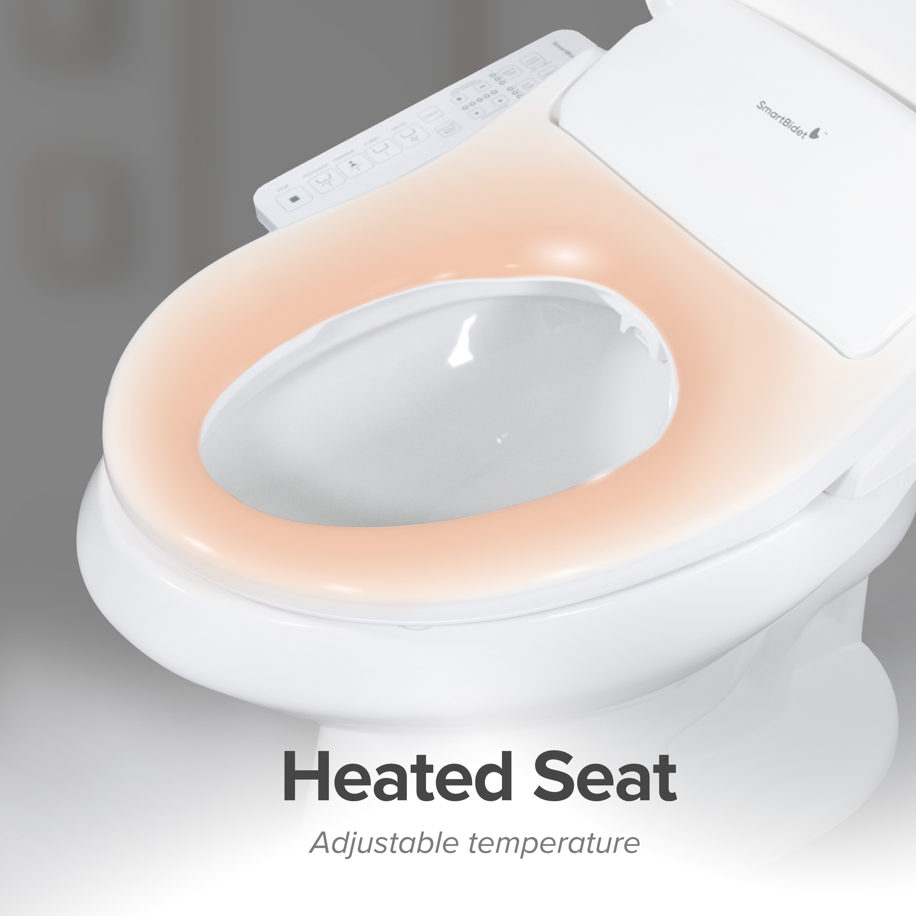 Asiento de Inodoro Inteligente de Plástico Blanco Alargado con Cierre Suave y Calefacción SmartBidet SB-2600