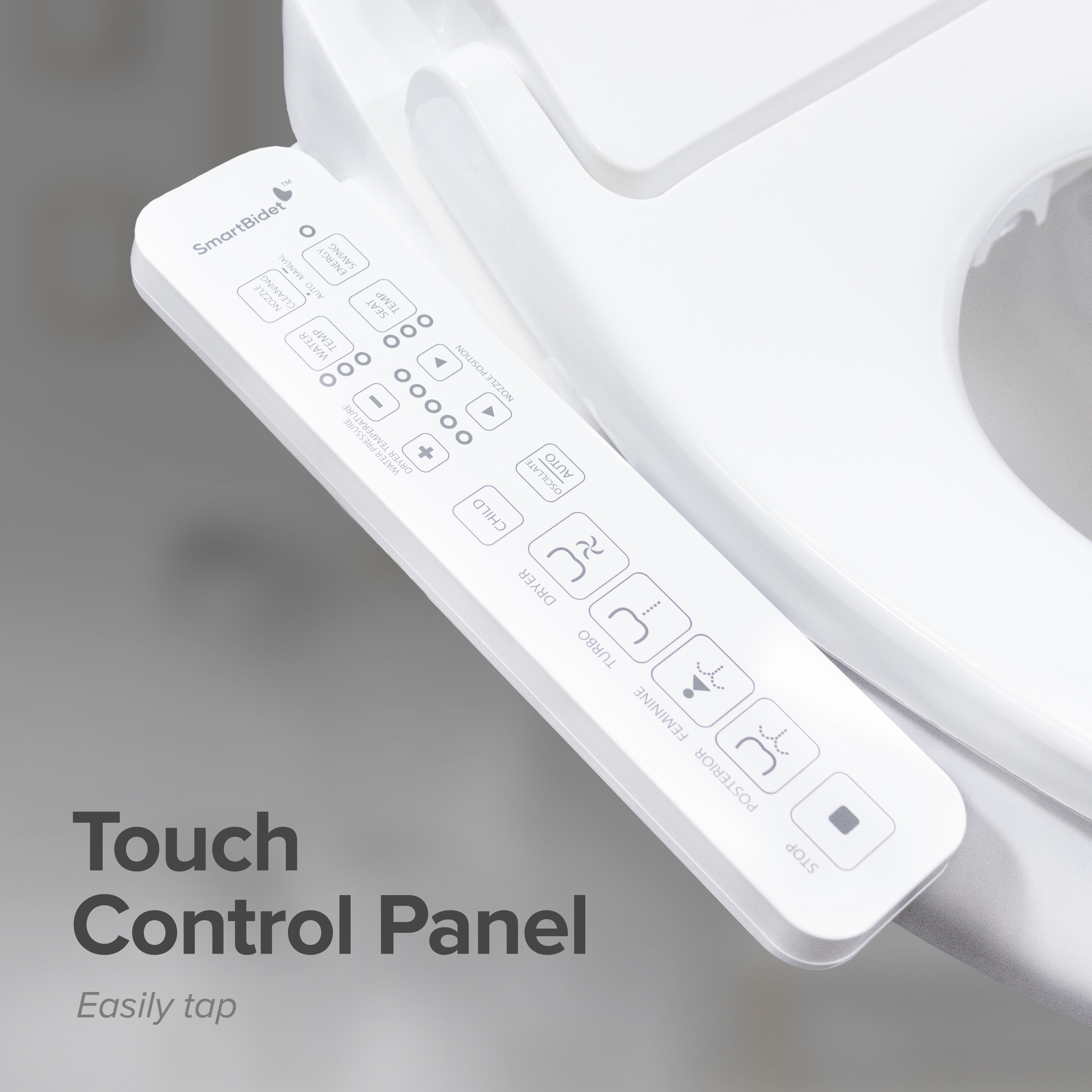 Asiento de Inodoro Inteligente de Plástico Blanco Alargado con Cierre Suave y Calefacción SmartBidet SB-2600