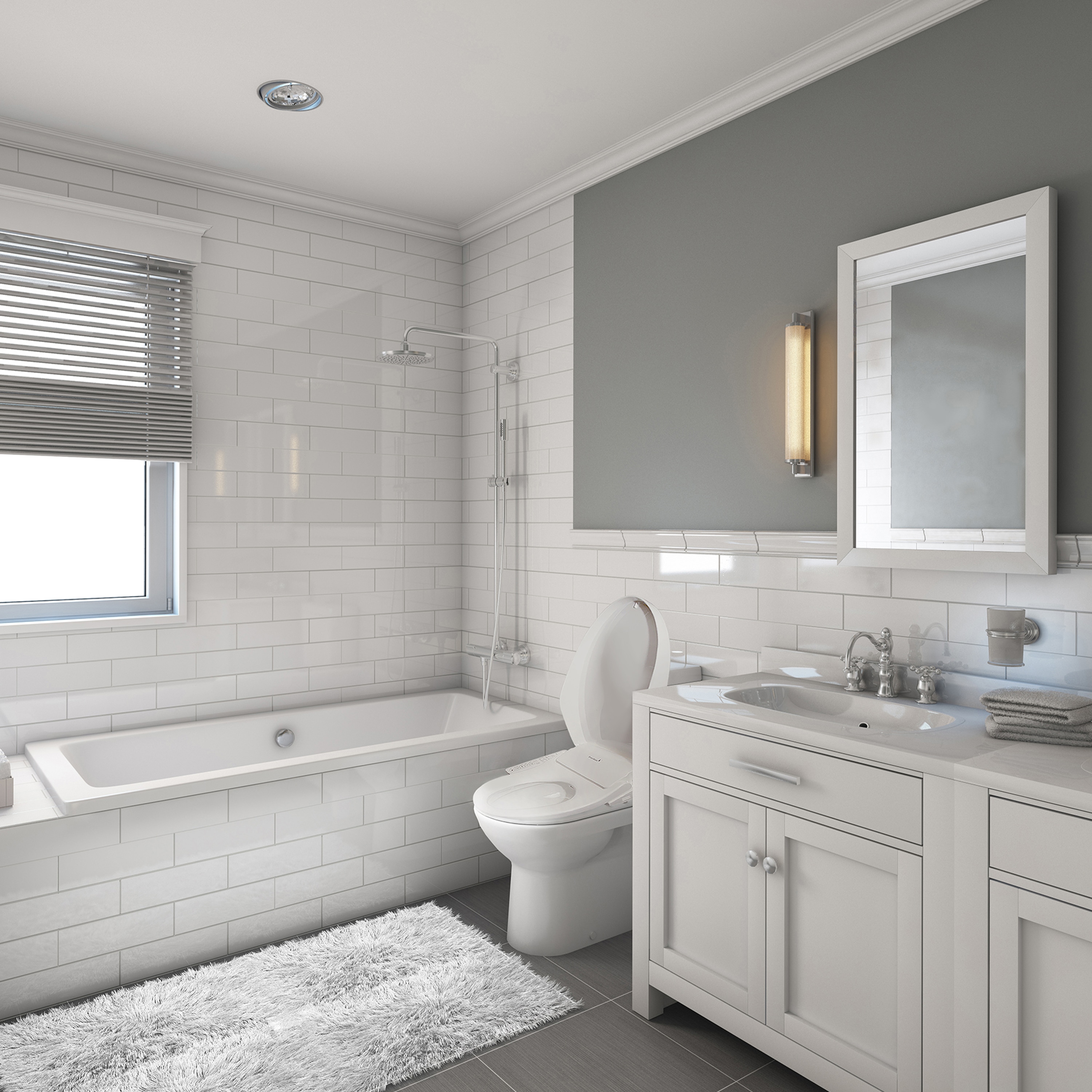 Asiento de Inodoro Inteligente de Plástico Blanco Alargado con Cierre Suave y Calefacción SmartBidet SB-2600
