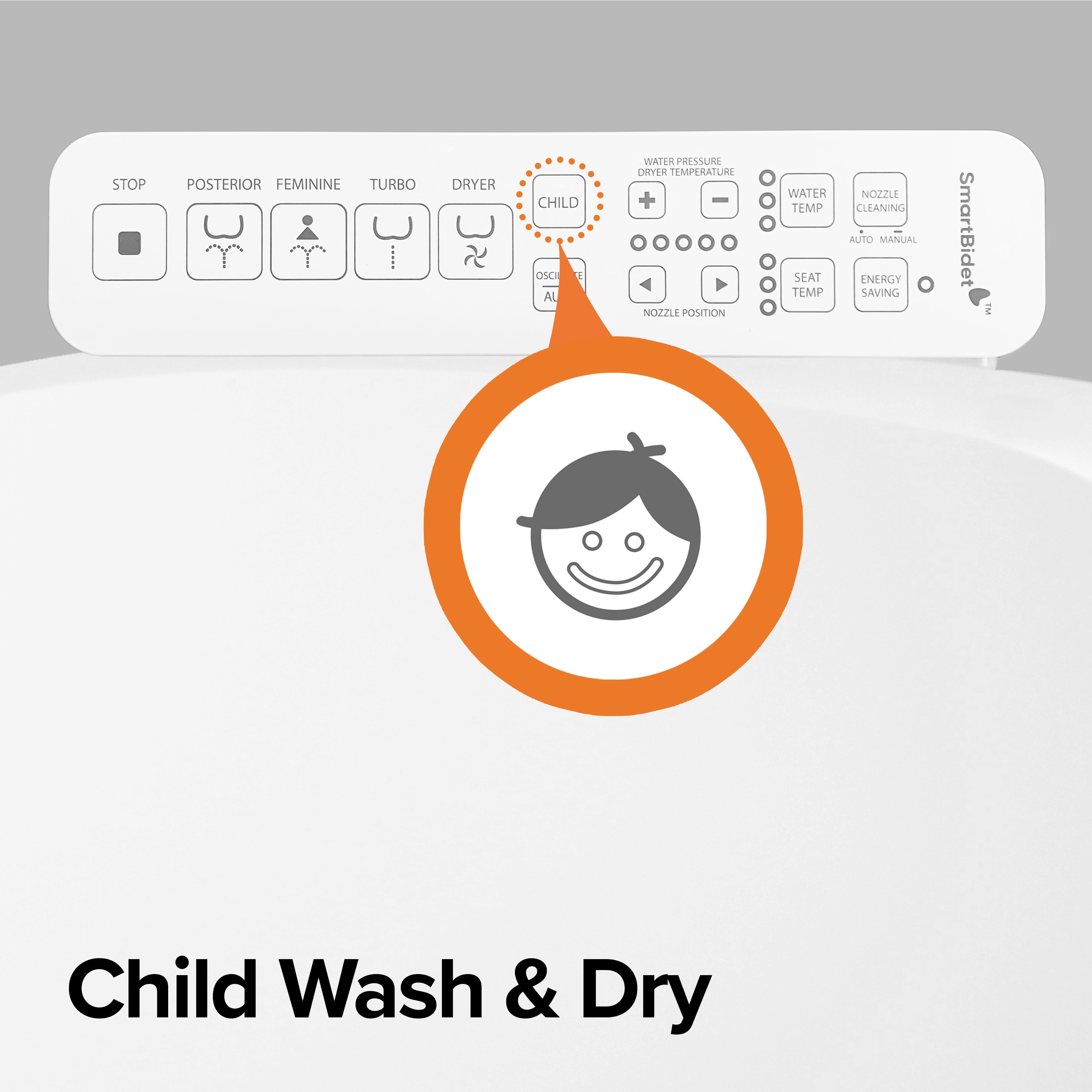 Asiento de Inodoro Inteligente de Plástico Blanco Alargado con Cierre Suave y Calefacción SmartBidet SB-2600