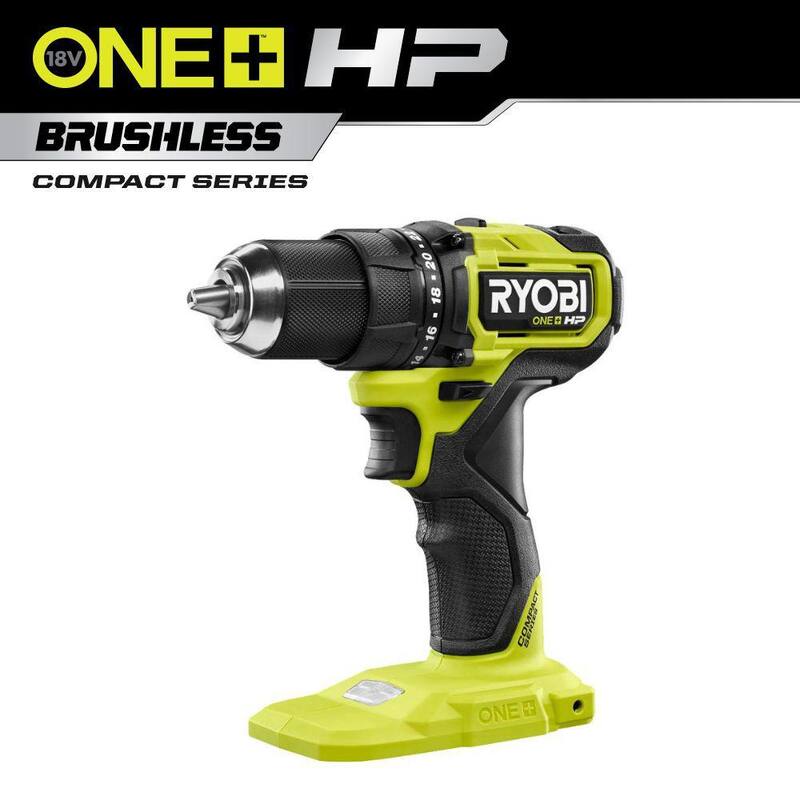 RYOBI ONE+ HP Taladro/destornillador compacto inalámbrico sin escobillas de 18V de 1/2 pulgadas (Sólo la herramienta) - PSBDD02B