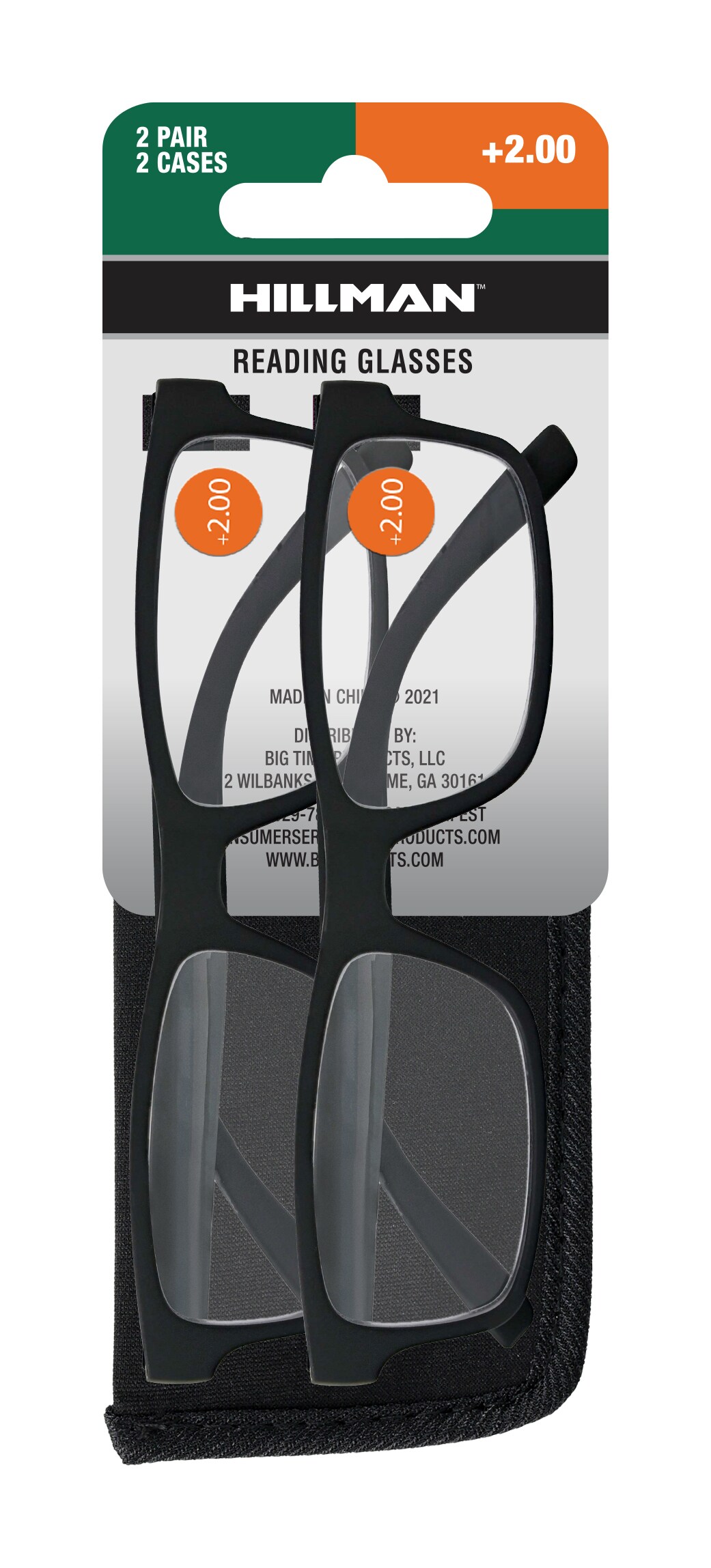 Lentes para leer de plástico negro unisex para adultos Hillman 1HE86041