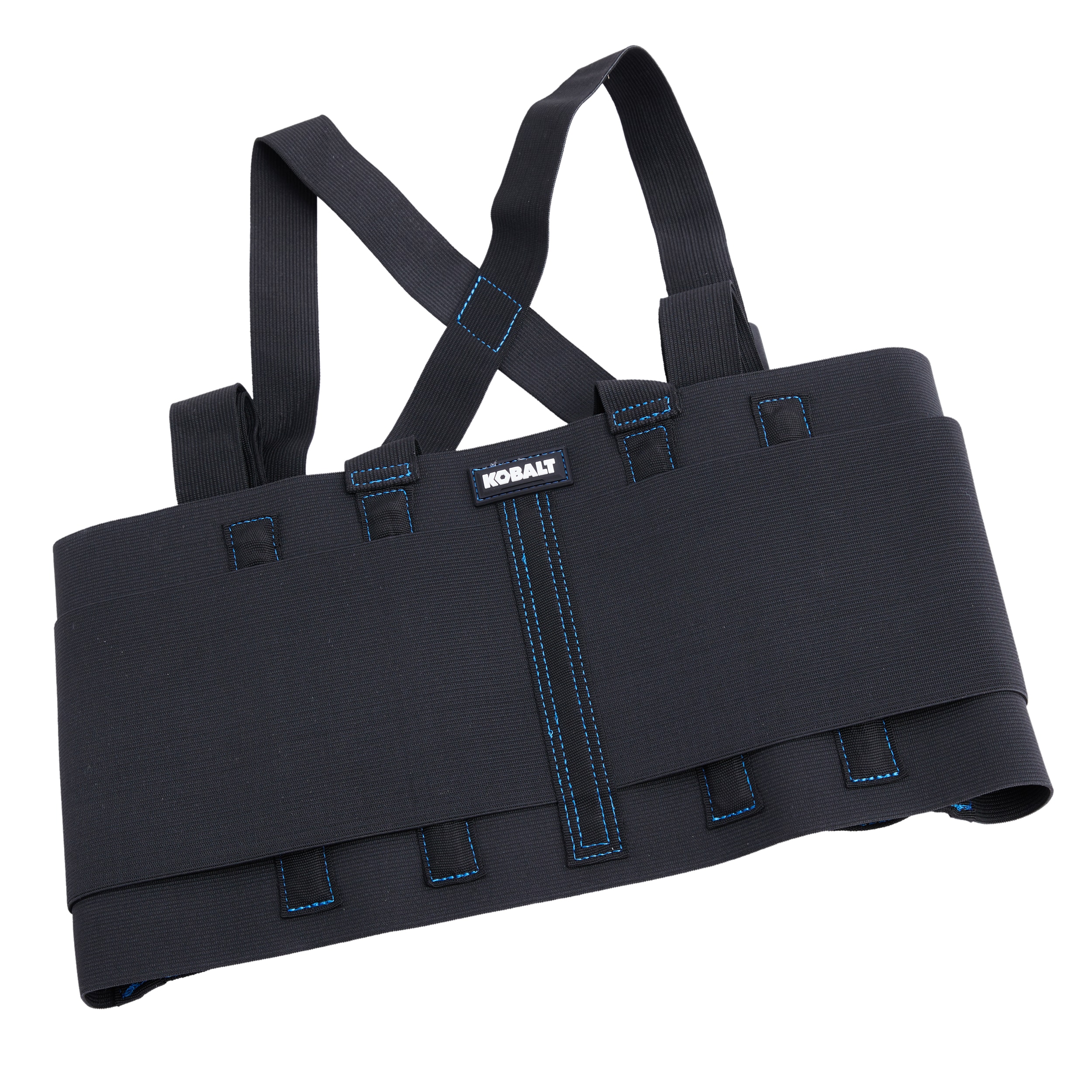 Faja para la espalda de poliéster negro para adulto unisex con tirantes - Grande/Extra grande KB51LX