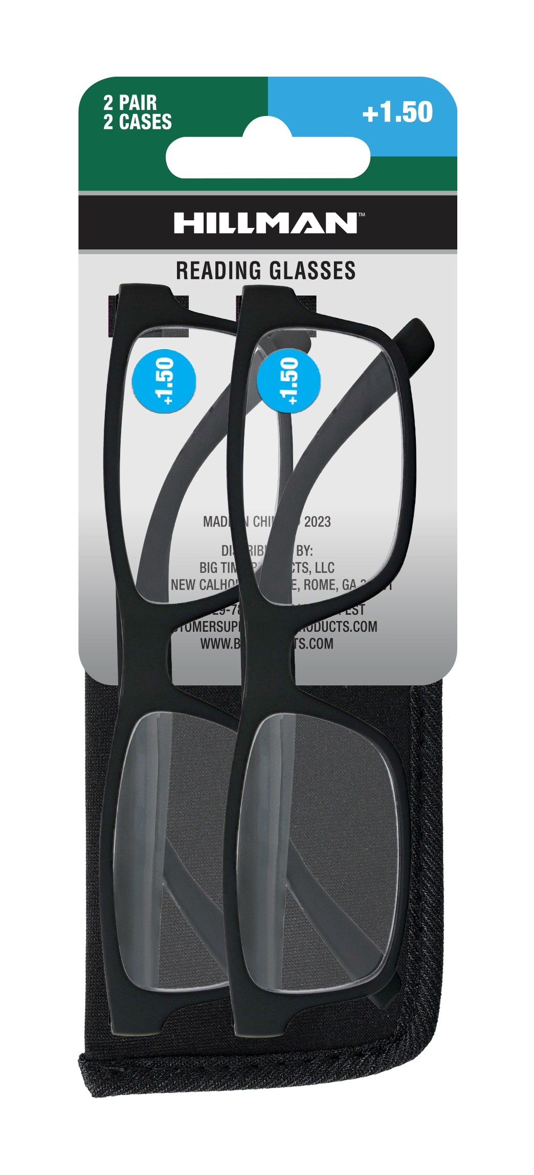 Lentes para leer de plástico negro unisex para adultos Hillman 1HE86040