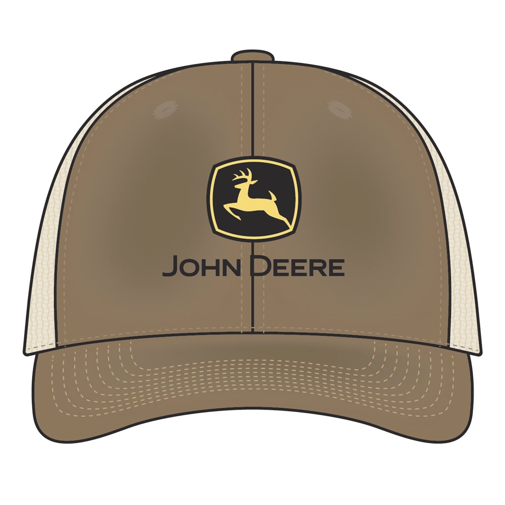 Gorra de béisbol de algodón/poliéster marrón y beige para hombre de John Deere 70/30 JDR-275GSA2